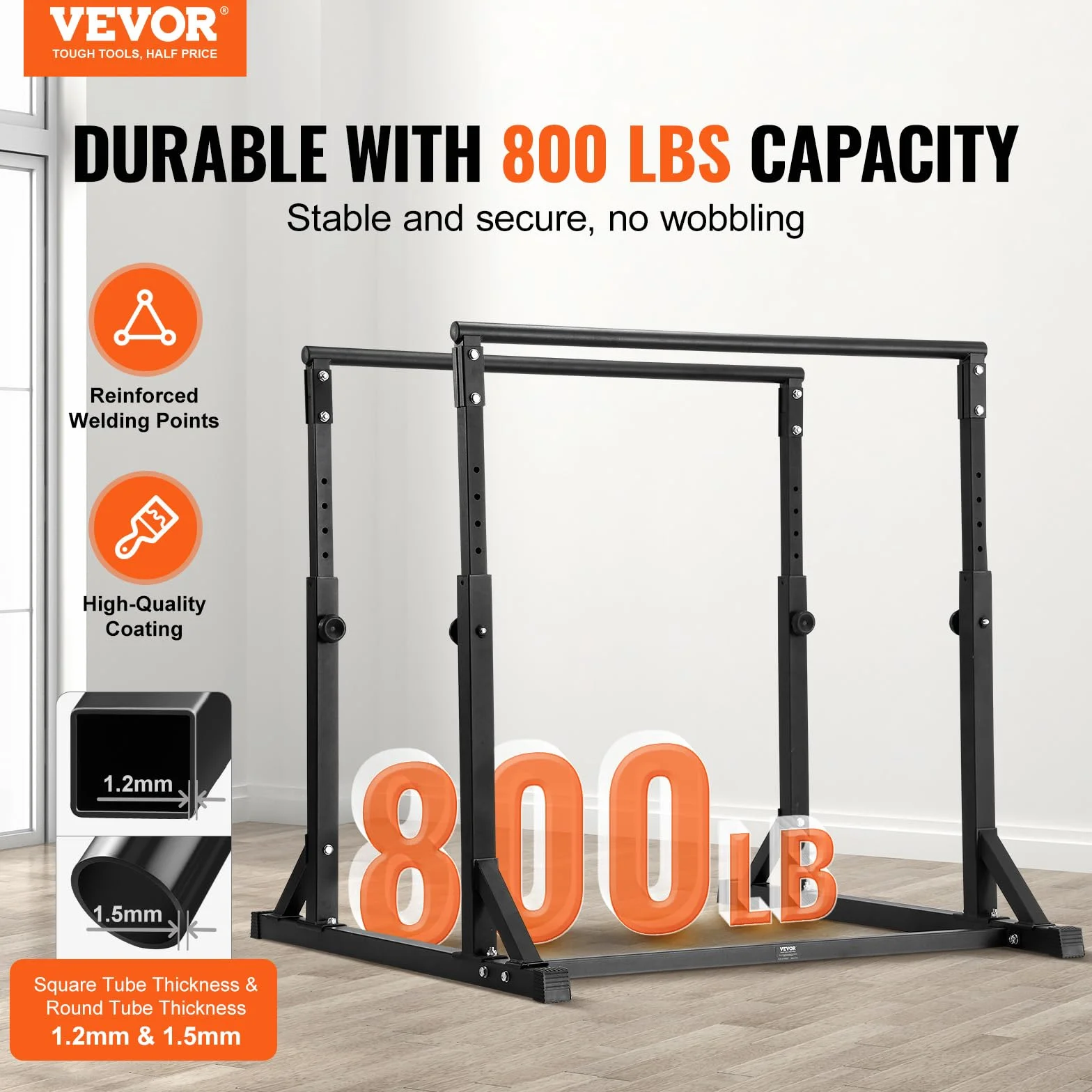 VEVOR Drążek do dipów 362 kg regulowany stabilizator fitness paralletka push-up