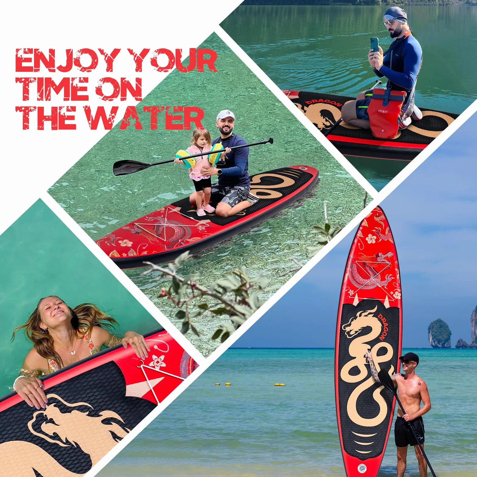 FEATH-R-LITE Nadmuchiwane Stand Up Paddle Board Sup Paddle Board Z Pompą Ręczną, Plecak, Regulowane Paddle Board, Dla Dorosłych, Młodzież Na Wszystkich Poziomach Umiejętności