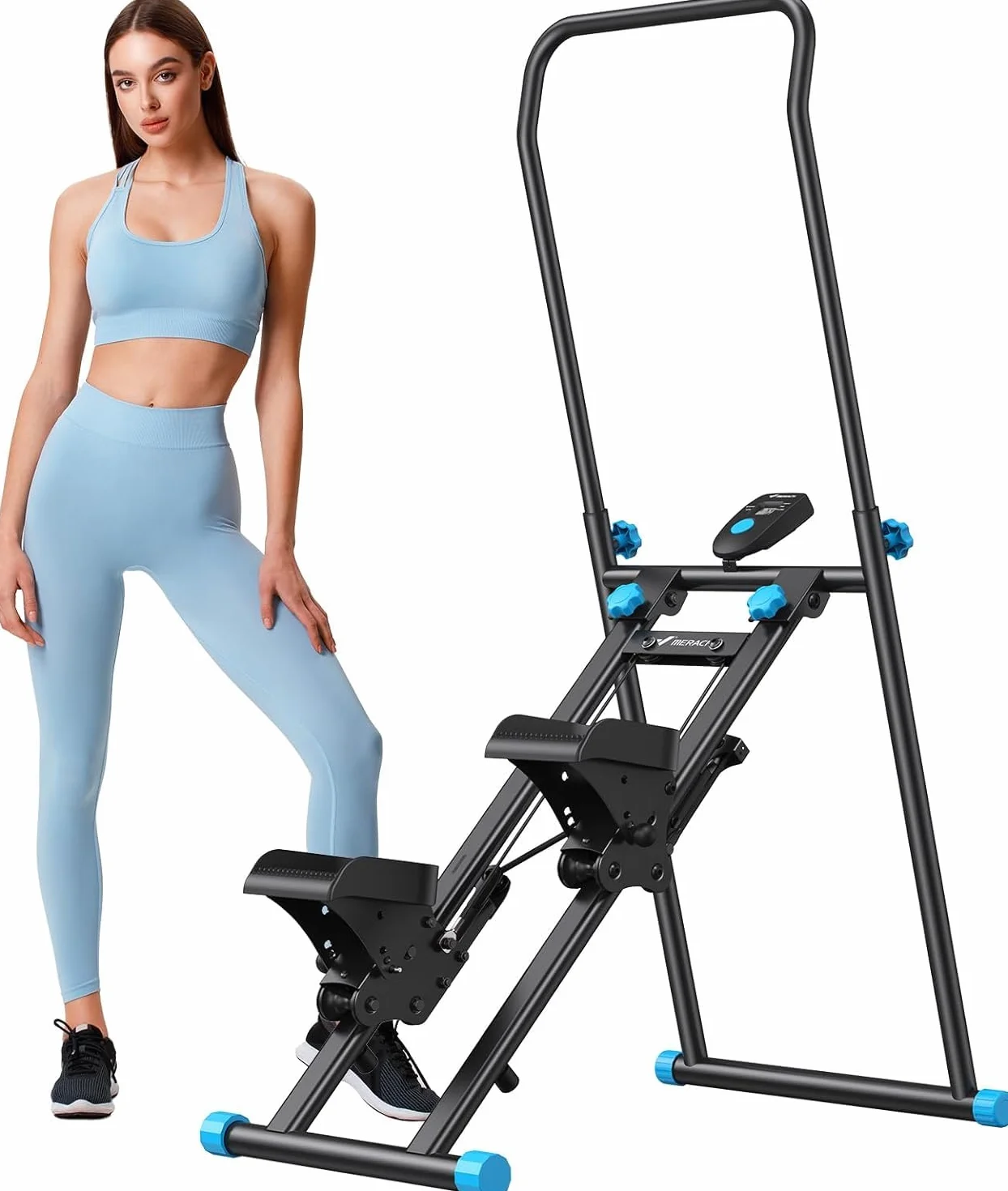 MERACH Stepper schodowy do ćwiczeń w domu, na siłownię, kompaktowy, składany, do codziennego treningu cardio, wspinacz po schodach z 2 poziomami oporu, regulowane pedały