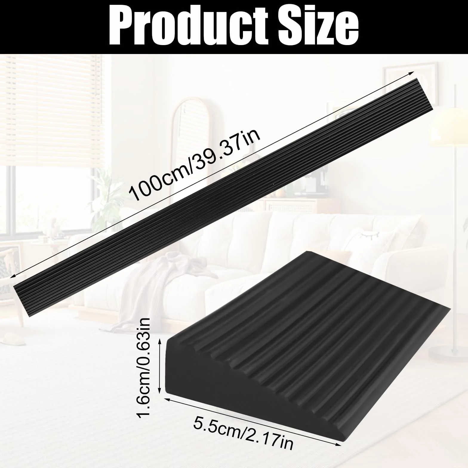 EXIN DECHEN Rampa Progowa 100 x 5,5 x 1,6 cm, PCW, Antypoślizgowa, Gumowa, Do Wózka Inwalidzkiego i Dziecięcego