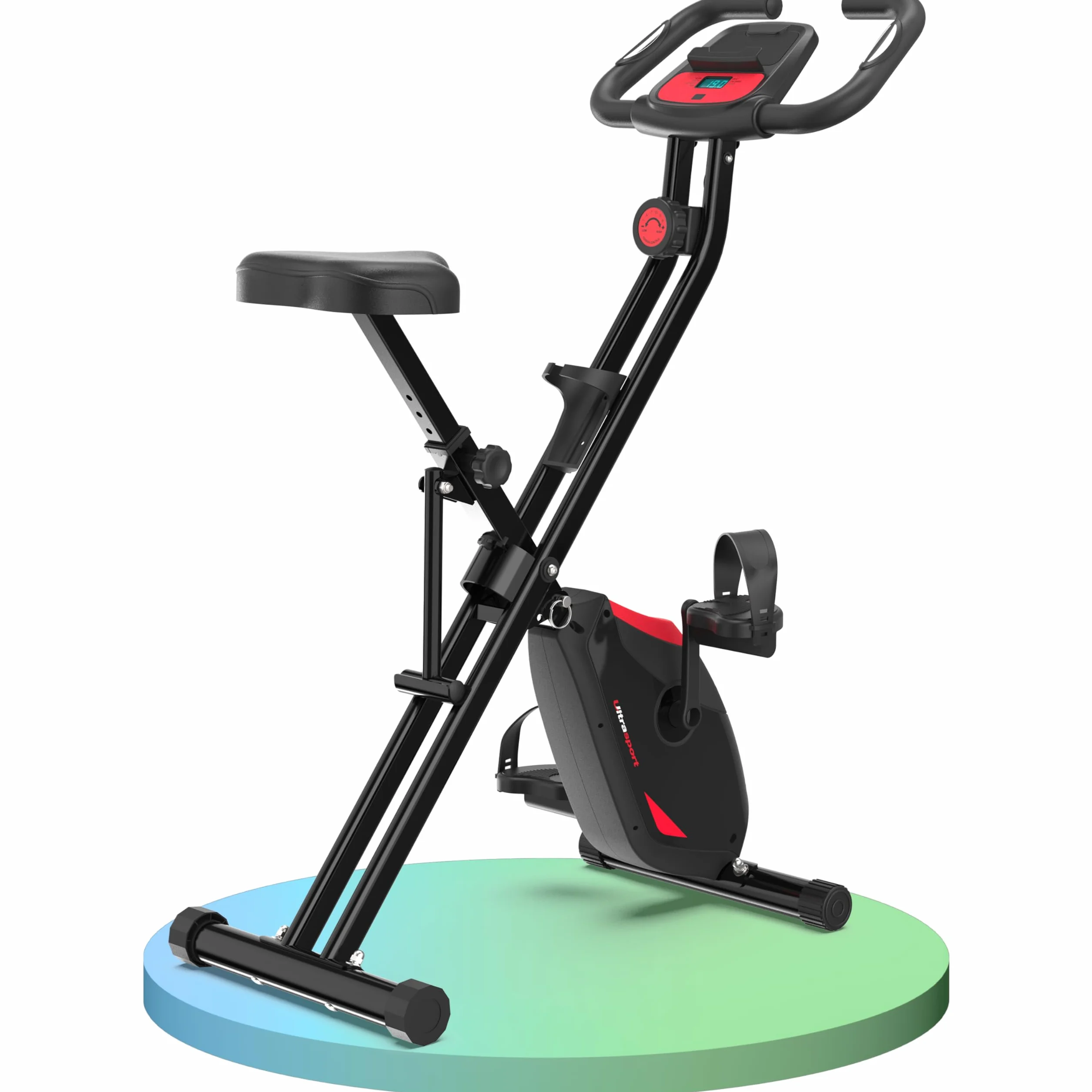 Ultrasport F-Bike Pro Składany Rower Treningowy do 150 KG, z 16 Poziomami, Wygodne Siodełko, Bardzo Cichy I Składany Rower Stacjonarny do Ćwiczeń w Domu
