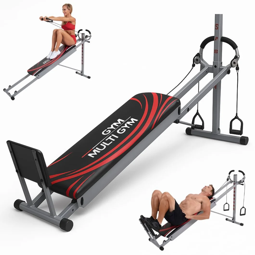 GYMFORM MultiGym - kompletne, składane urządzenie fitness, aby wzmocnić całe ciało, ponad 100 ćwiczeń, do domu, Total Gym