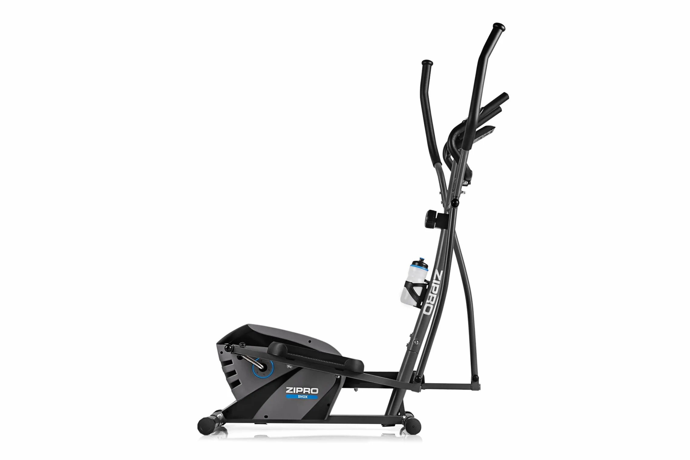 ZIPRO Shox RS Orbitrek Magnetyczny - Domowy Rowerek Eliptyczny z Kółkami Transportowymi - 8 Poziomów Oporu - Wielofunkcyjny Komputer z Wyświetlaczem LCD i Sensorami Pulsu - Piankowe Uchwyty
