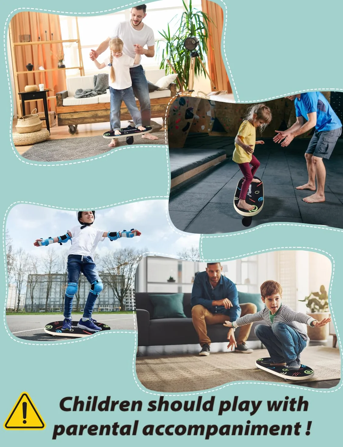 Sportneer Balance Board Wobble Board z regulowanymi stoperami i kółkami trener równowagi dla dzieci