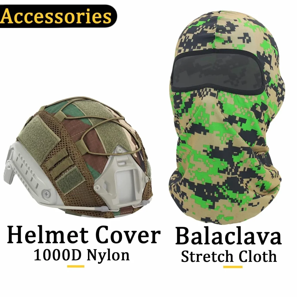 Zestaw hełmu i zestawu słuchawkowego z redukcją szumów, Z goglami, Latarka, Pokrowiec na hełm, Światła błyskowe, Balaclava, Do gier Bbs, Paintball, strzelanie CBQ, polowanie