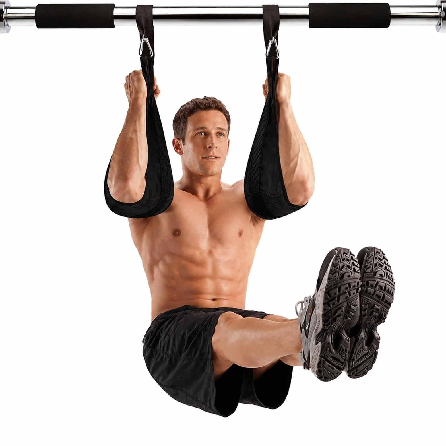 Taeku Szlufki na ramiona do treningu brzucha, 1 para, trwałe Ab Straps Slings drążek do podciągania trener brzucha, fitness do 200 kg, obciążenie do drzwi i drążka gimnastycznego (czarne)