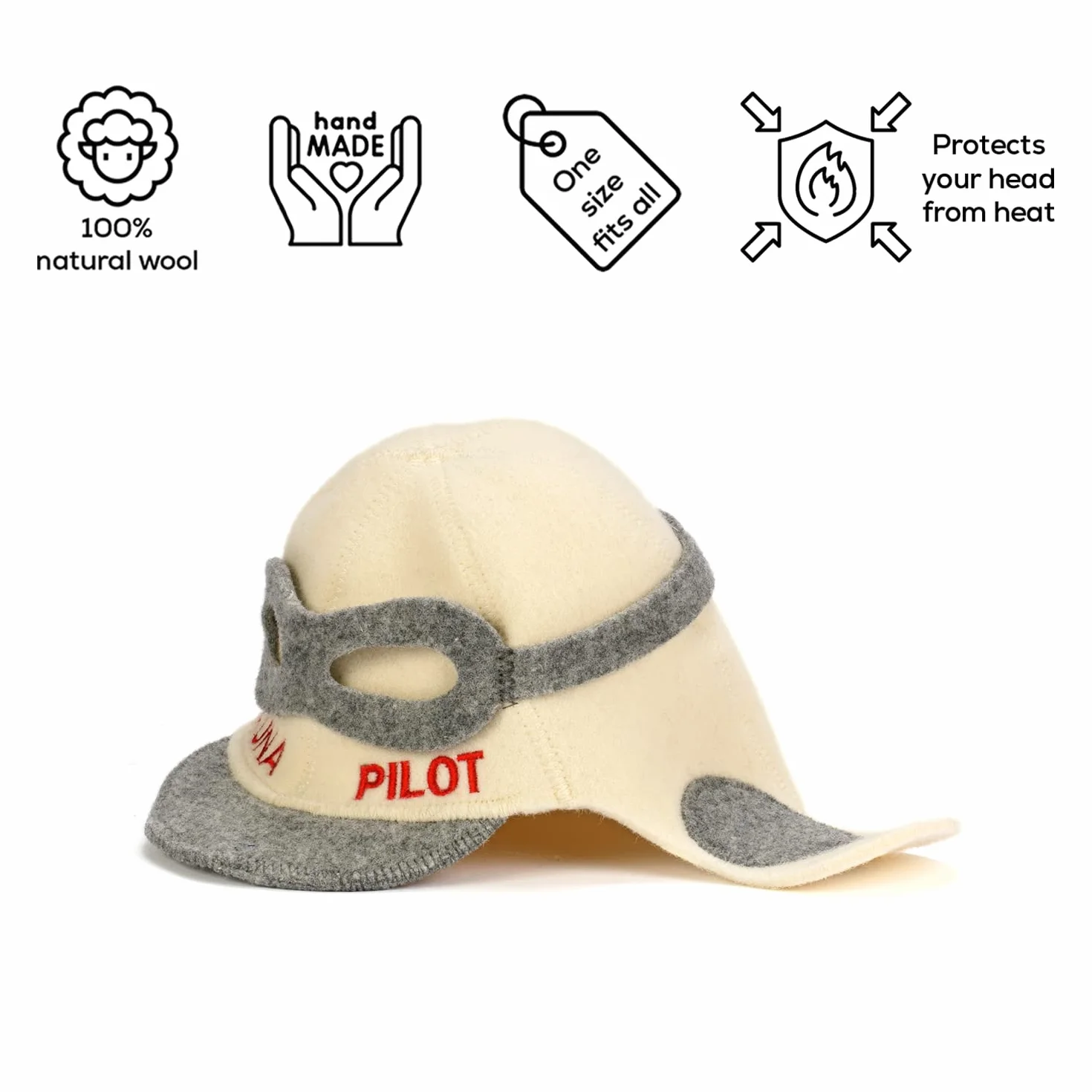 Czapka pilotka do sauny, 100% organiczna wełna, filcowa czapka do sauny, ochraniacz włosów, akcesoria do sauny, haftowany kapelusz, rosyjska czapka do sauny, akcesoria do sauny, prezenty do