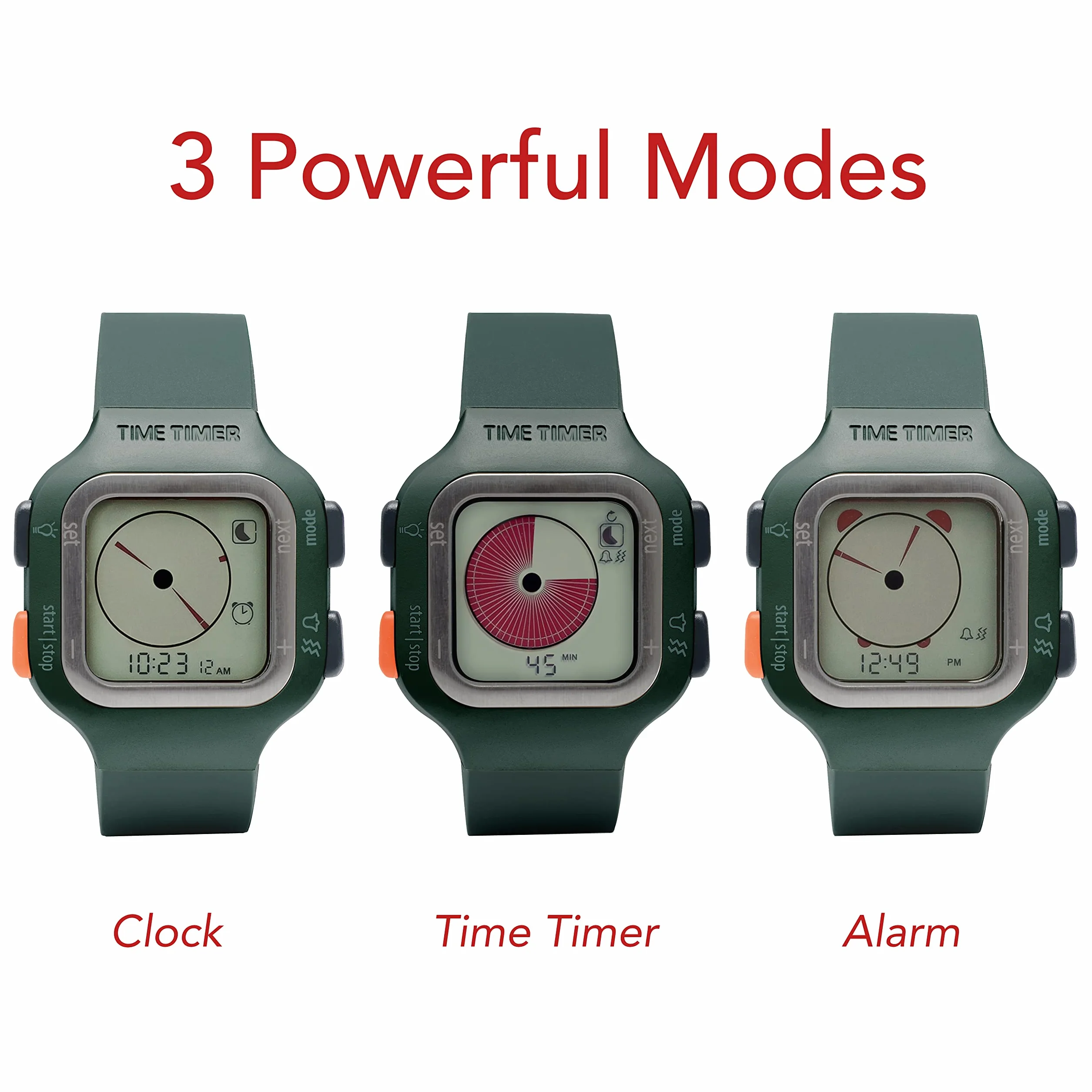 TIME TIMER Zegar — Analogowy i cyfrowy zegar odliczający 12 lub 24h - do produktywności, nauki, egzaminów i śledzenia ćwiczeń (zielony sekwoja, duży)