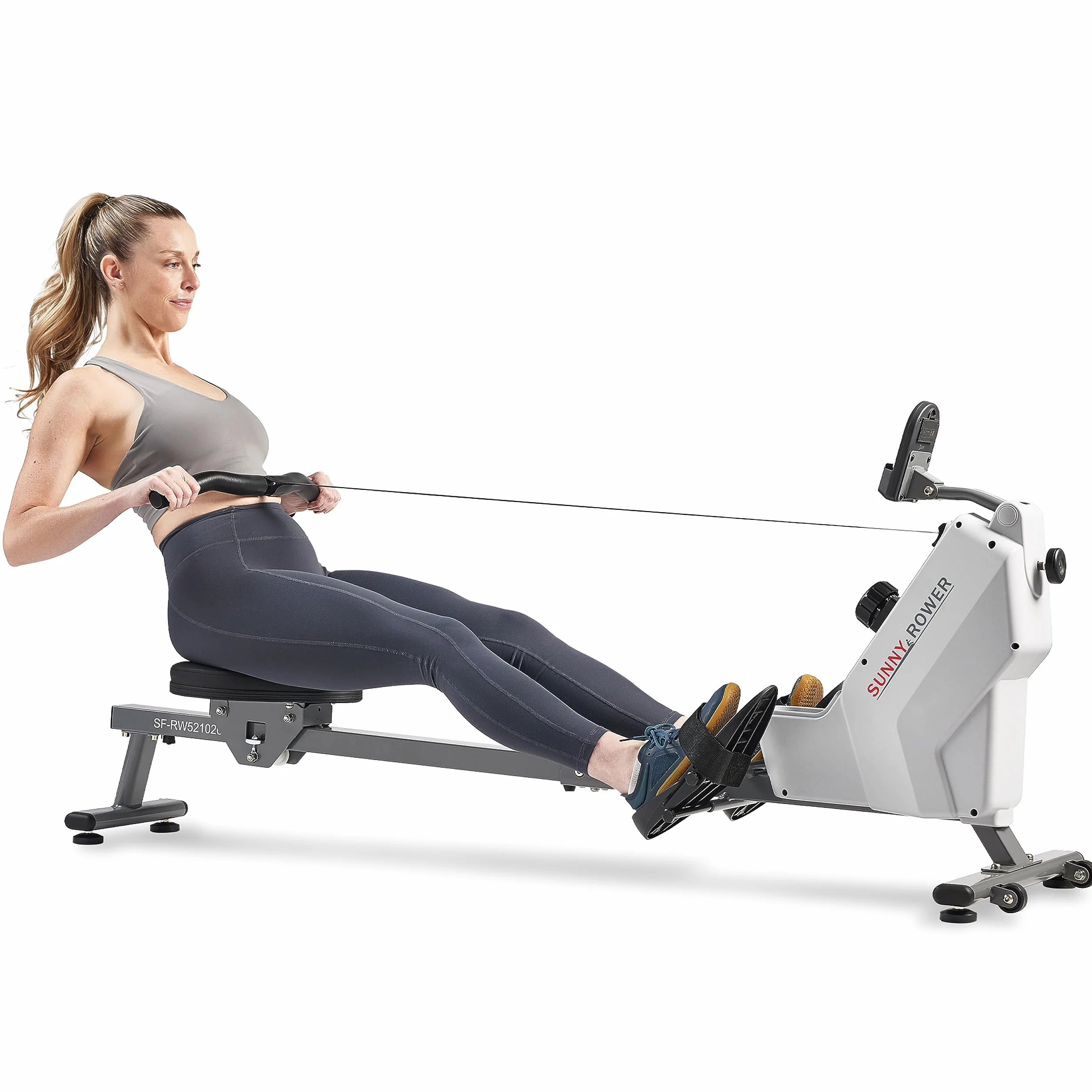 SUNNY HEALTH & FITNESS Kompaktowy składany wioślarz magnetyczny, domowy składany wioślarz, super cichy i płynny, ekskluzywne połączenie aplikacji SunnyFit - SF-RW521020