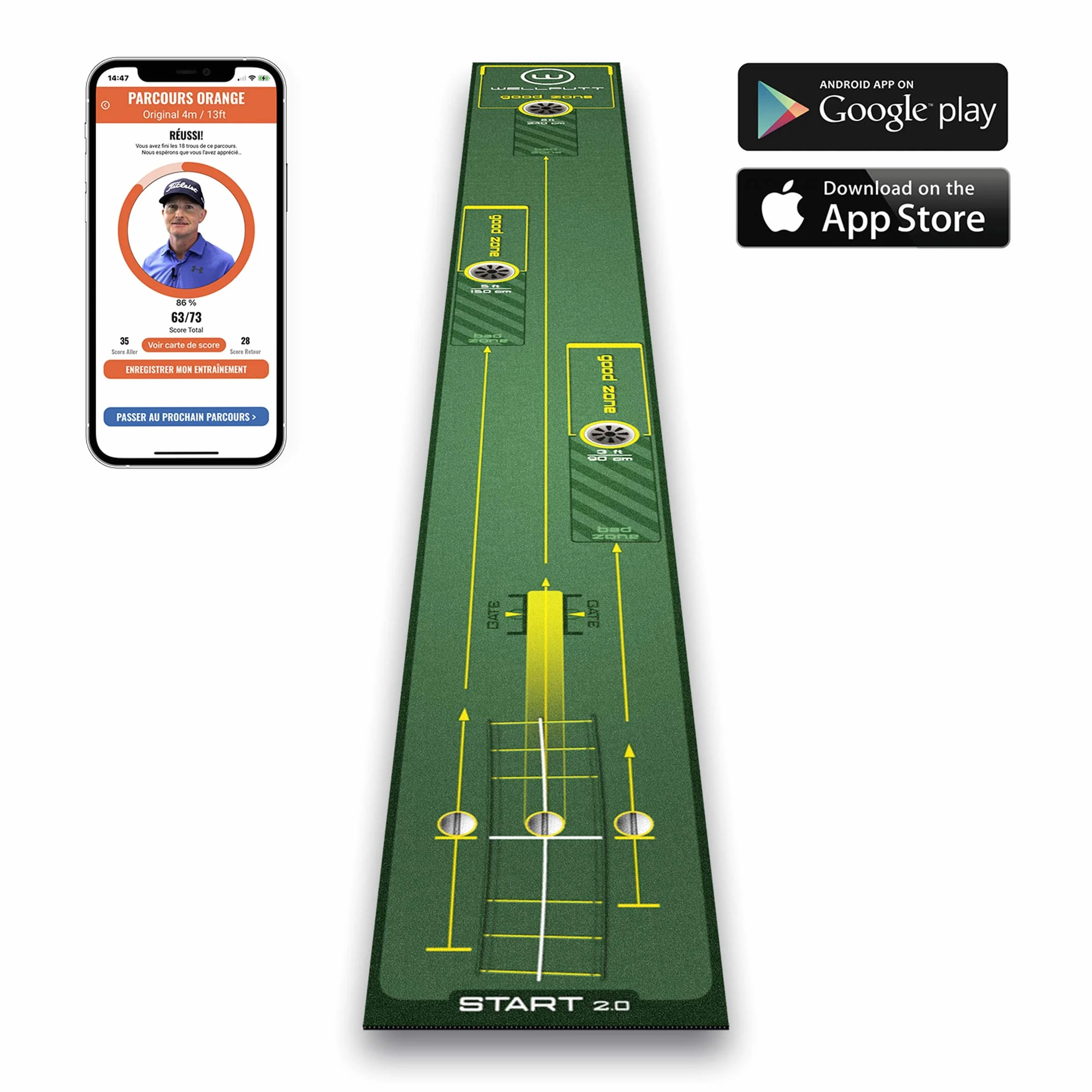 WELLPUTT - Golf Putting Mata - 3m Start 2.0