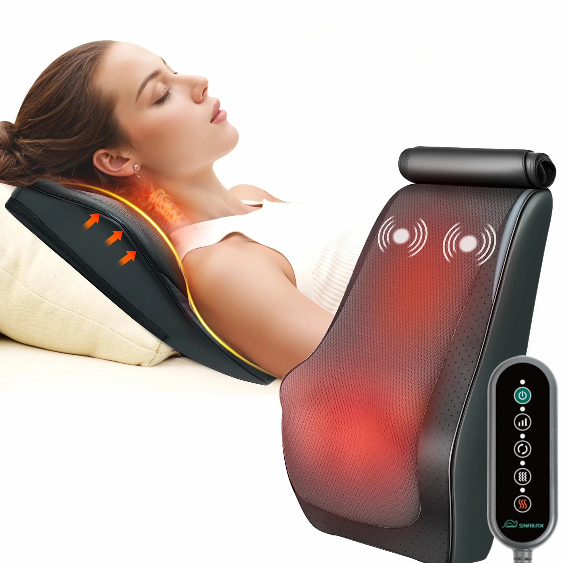 Snailax 4D Shiatsu masażer karku, ciepło i wibracje, masażer tkany, plecy, kark, ramiona, poduszka do masażu, prezent dla mężczyzn i kobiet