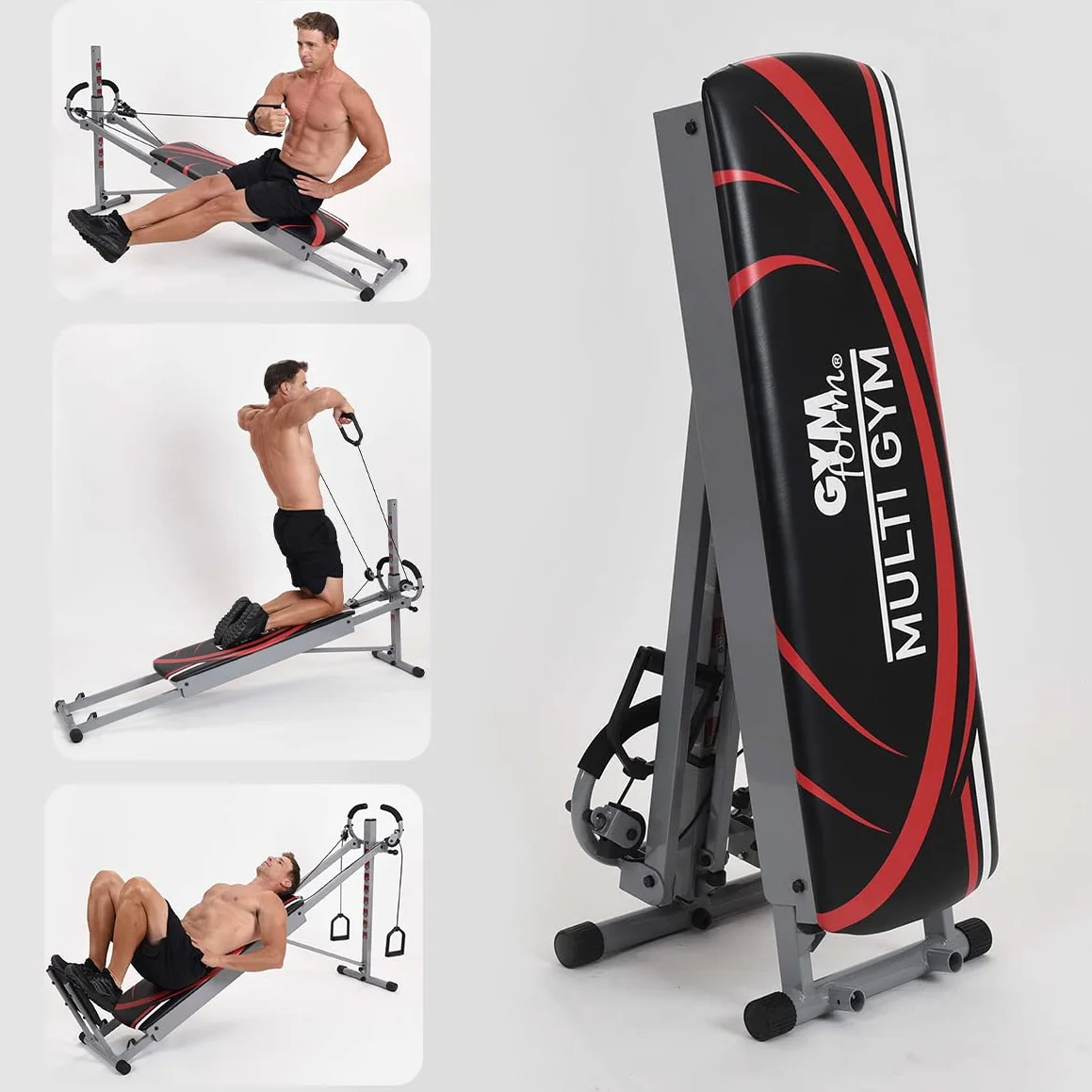 GYMFORM MultiGym - kompletne, składane urządzenie fitness, aby wzmocnić całe ciało, ponad 100 ćwiczeń, do domu, Total Gym