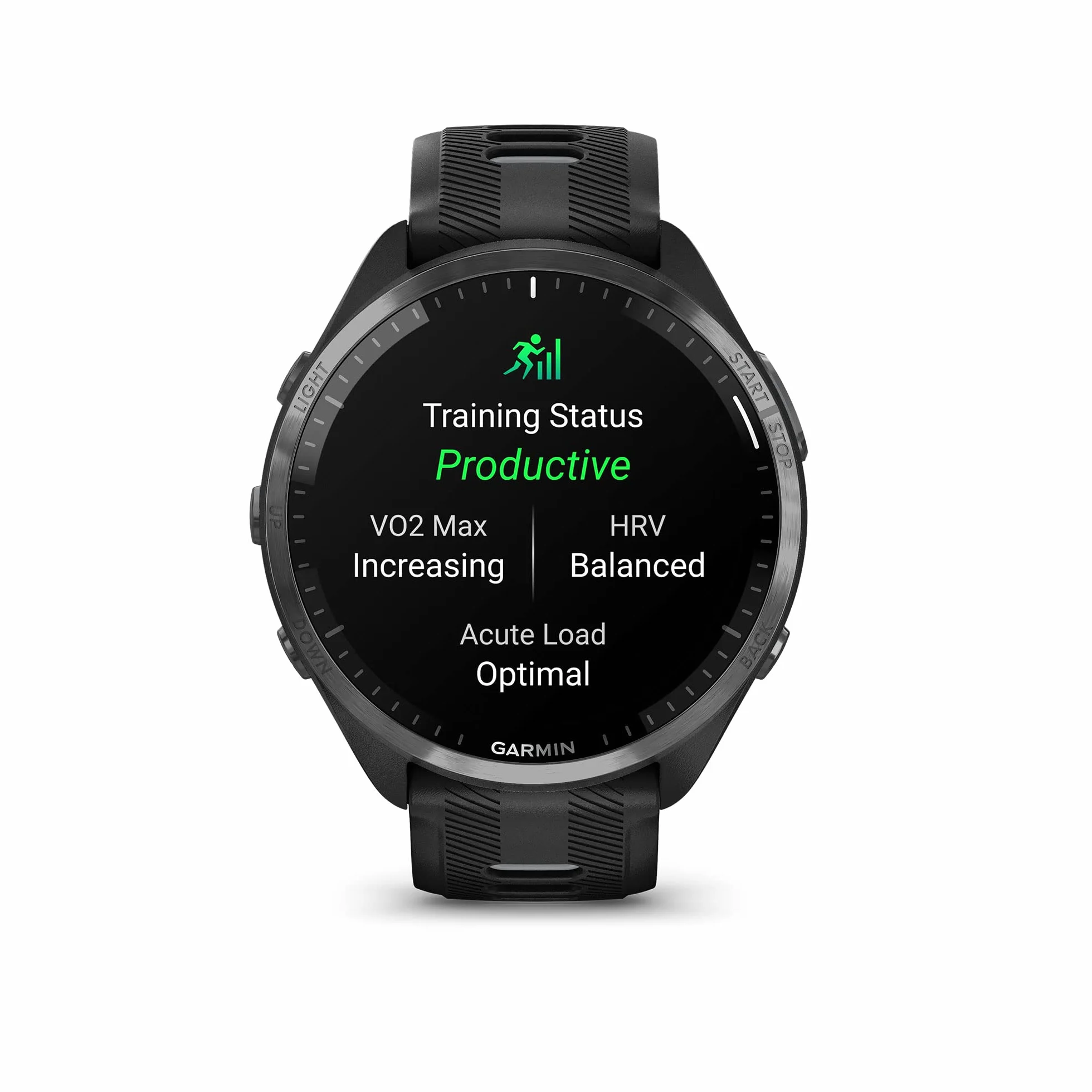 Garmin Forerunner® 965 Inteligentny zegarek do biegania, kolorowy wyświetlacz AMOLED, pomiary treningu i informacje o odzyskiwaniu, czarny i pudrowo-szary, 010-02809-00