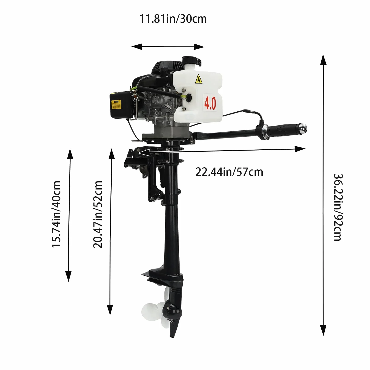 Silnik zaburtowy benzynowy 3 HP 2200 W z zapłonem CDI do łodzi