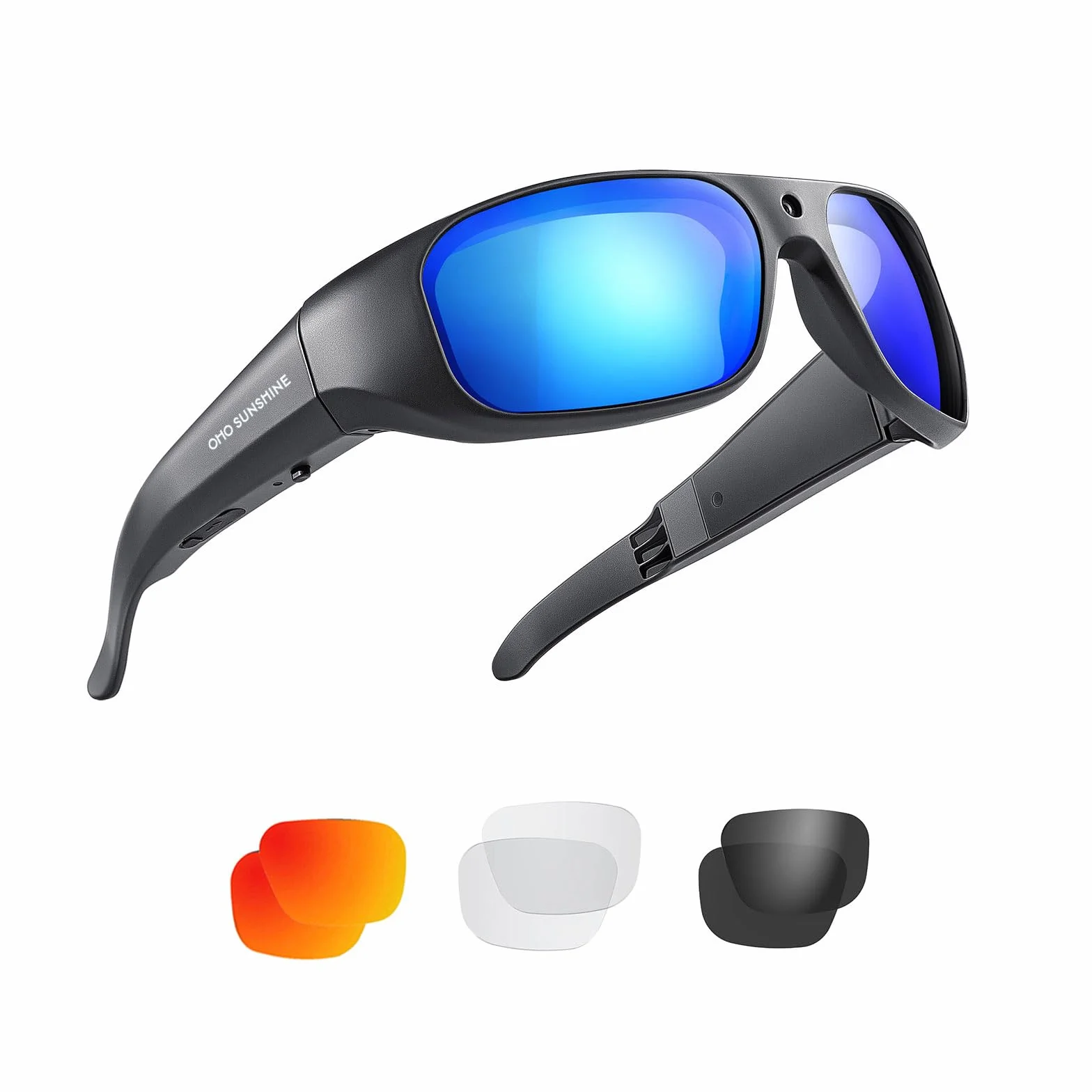 OHO Video Sunglasses, Sports Action Camera with Built-in Memory and Polarized UV400 Protection Safety Lenses,Unisex Sport Design