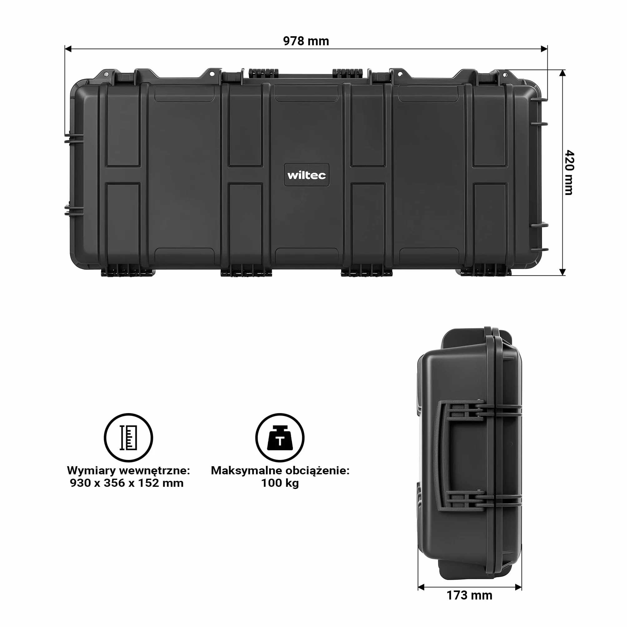 Wiltec Futerał na broń 97,8 x 42 x 17,3 cm walizka z pianką do bezpiecznego transportu z uchwytem, do airsoftu/pistoletu pneumatycznego