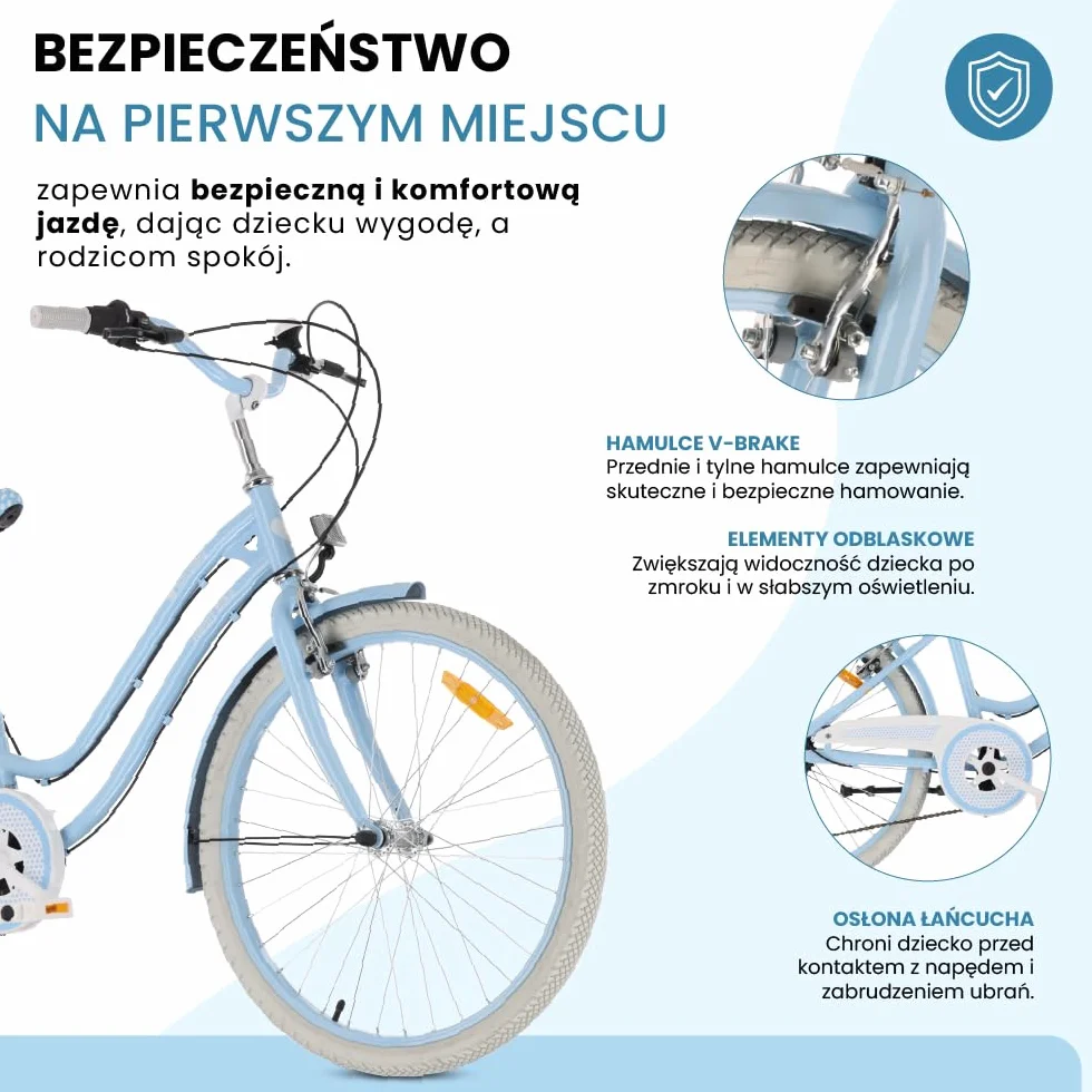 Heart Bike Rower dziecięcy dla dziewczynek 20 cali, rower dziewczęcy, 6 biegów, stalowa rama, hamulce V-brake, błotniki, osłona łańcucha, reflektory, dzwonek, regulowany