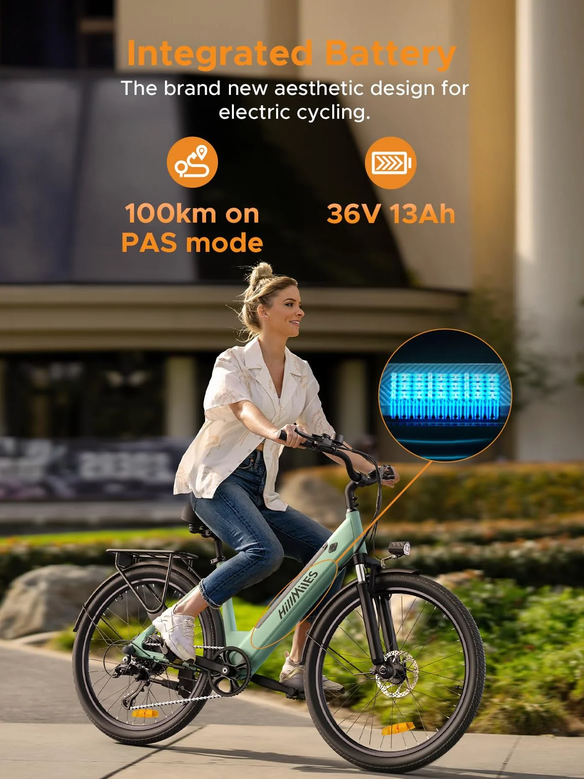 HillMiles Rower Elektryczny dla Dorosłych 26 Cali, 7 Prędkości, Rower Elektryczny 36V 13Ah Wymienny Akumulator, 25KM/H i Zasięg 80-100KM E-Bike do Miejskich Dojazdów do Pracy