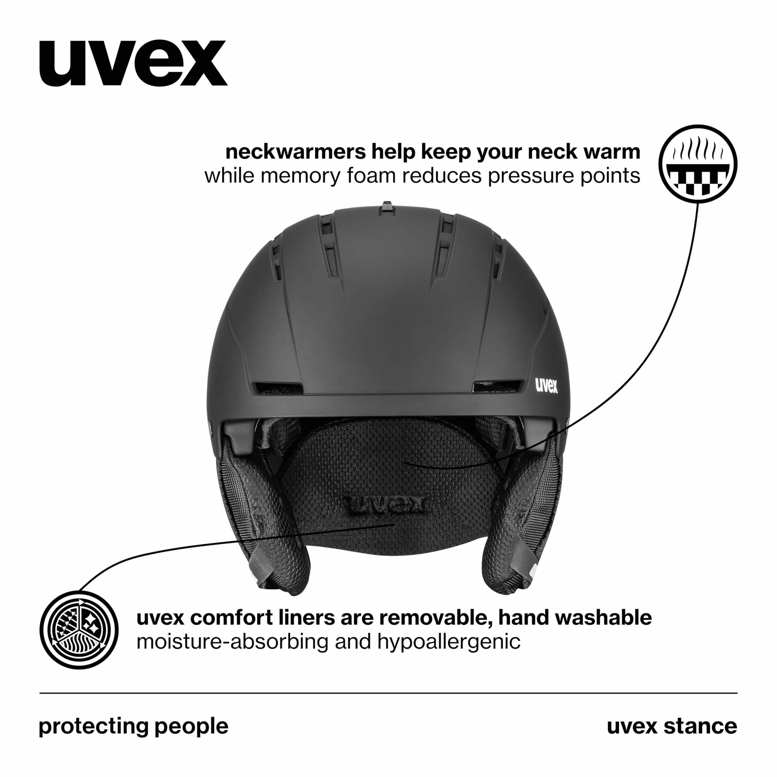 uvex stance, Kask narciarski unisex-dorosły, black matt, 58-62 cm