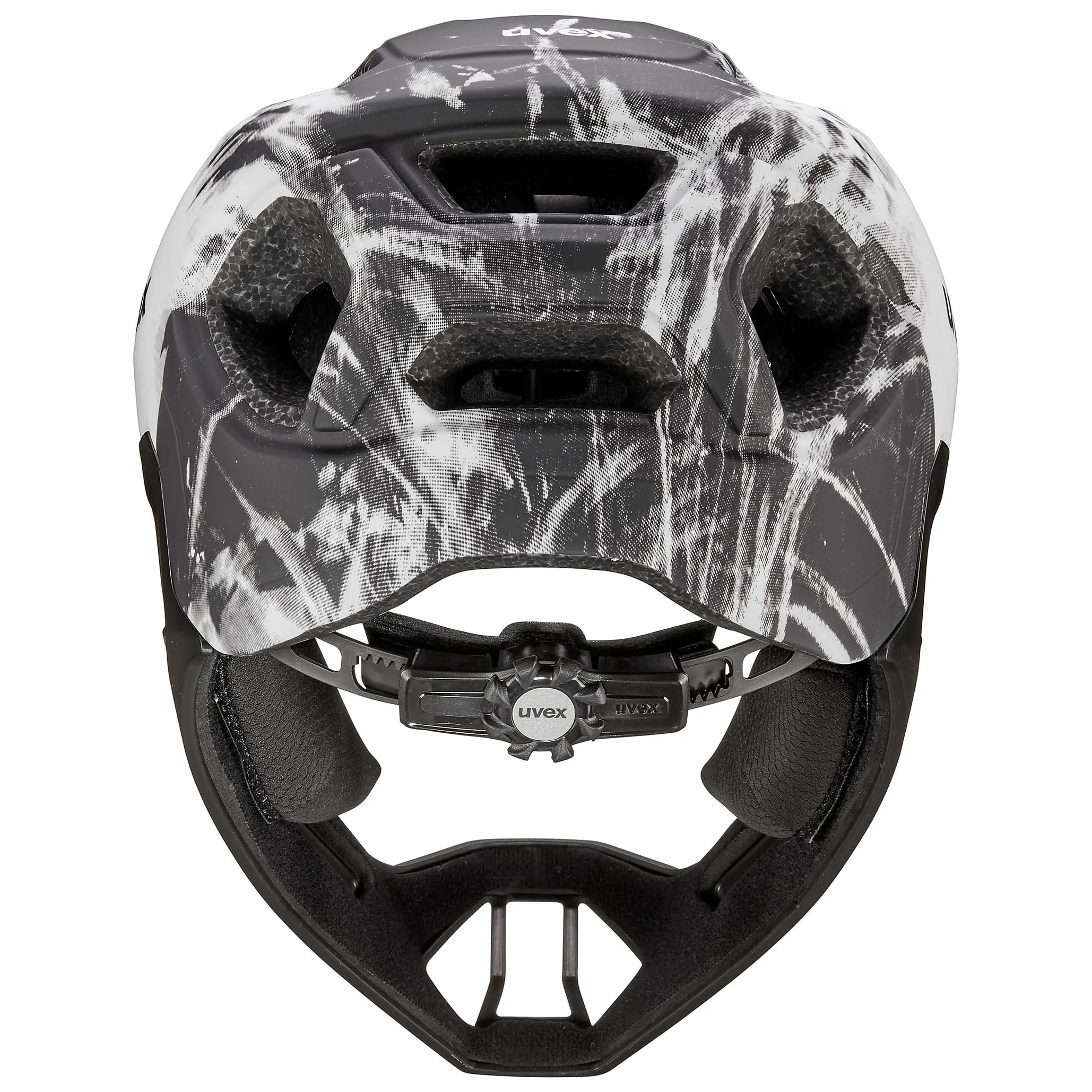 uvex react jr. fullface, kask rowerowy unisex-dzieci, black-white matt, 52-56 cm