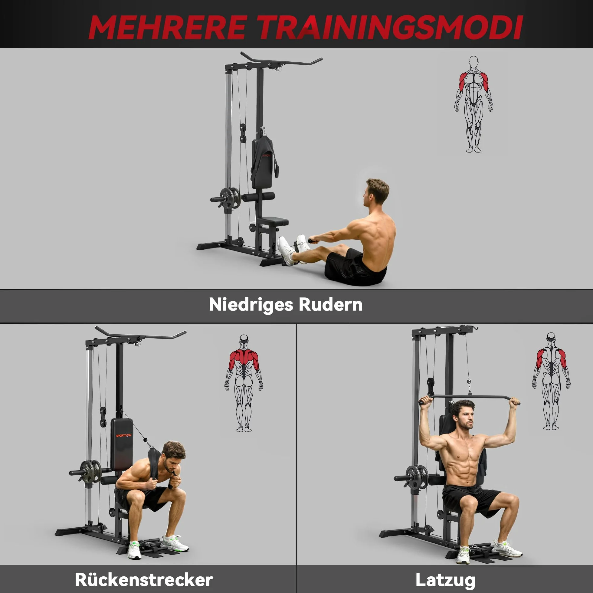 SPORTNOW Stacja do treningu siłowego do domu, wielofunkcyjna stacja fitness z drążkiem do podciągania, do 50 kg, sprzęt fitness do treningu siłowego w domu