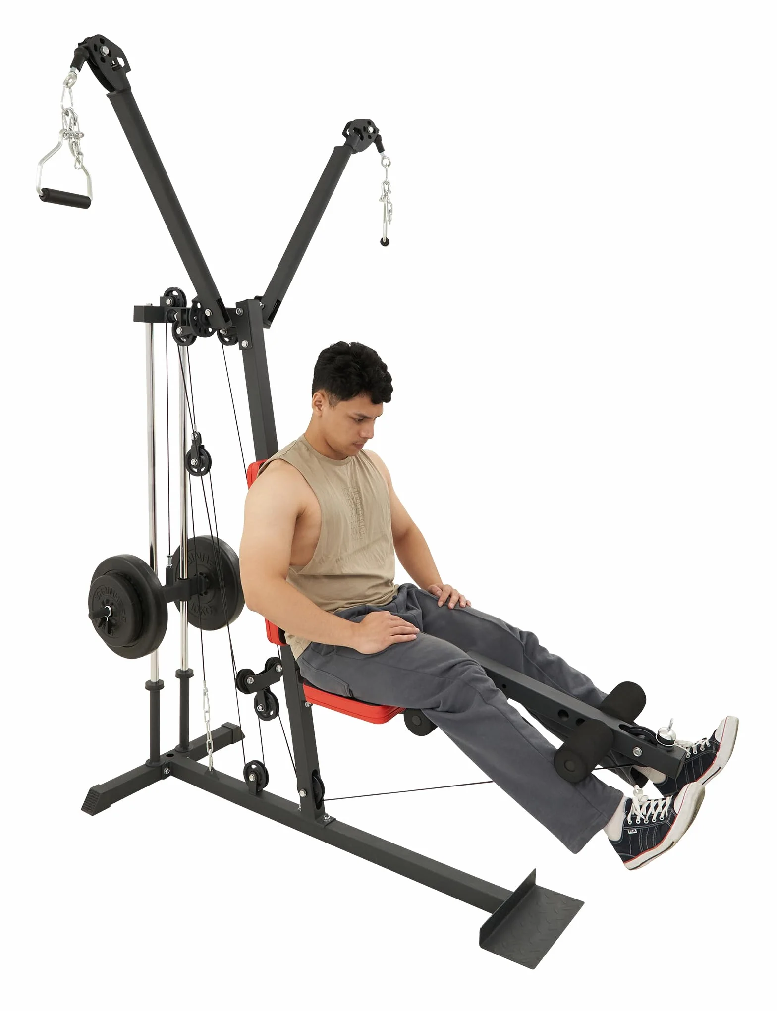 Train Hard Kompaktowa stacja kulturystyczna z regulowanymi ramionami i obciążeniem 45 kg