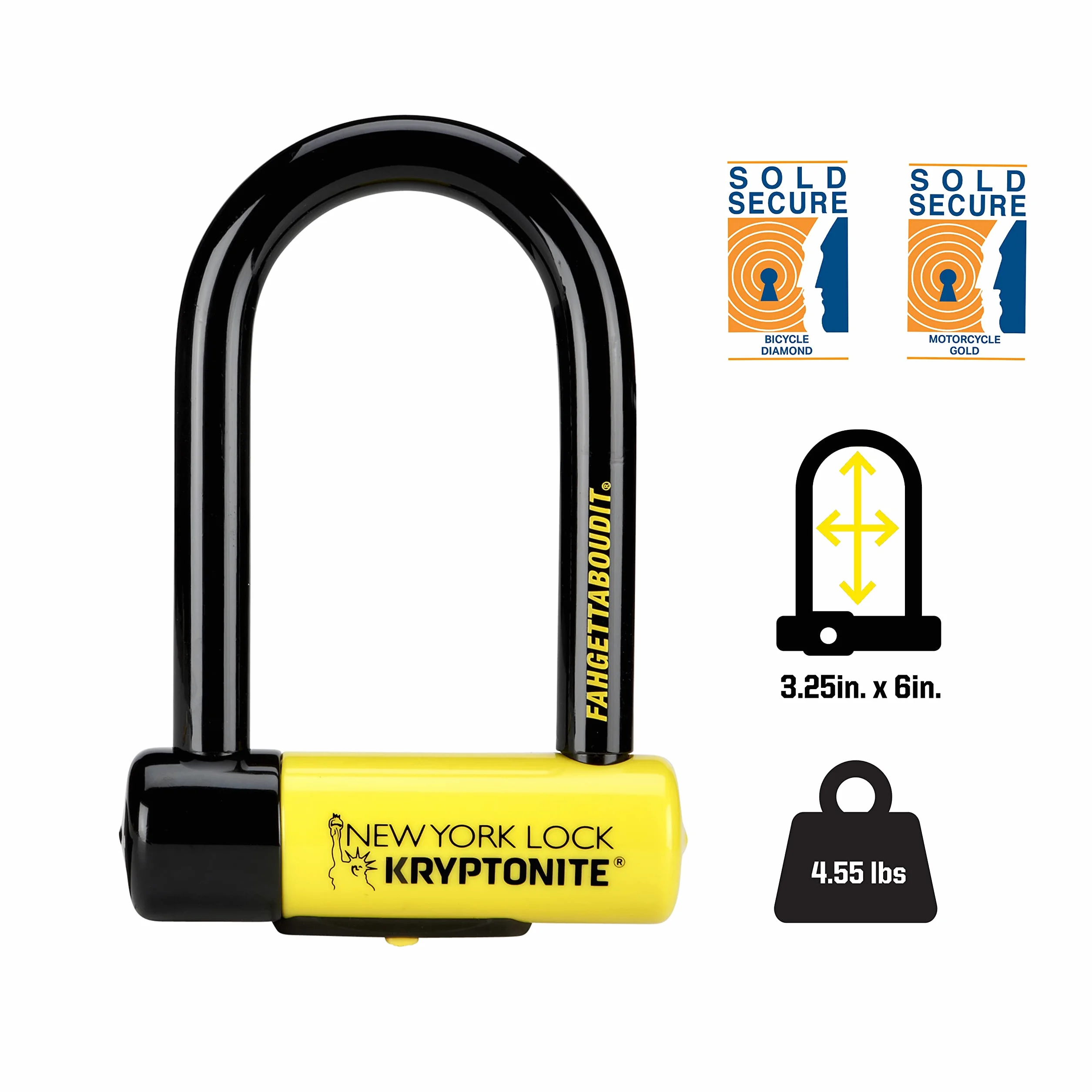 Kryptonite New York Fahgettaboudit mini zapięcie rowerowe żółte S