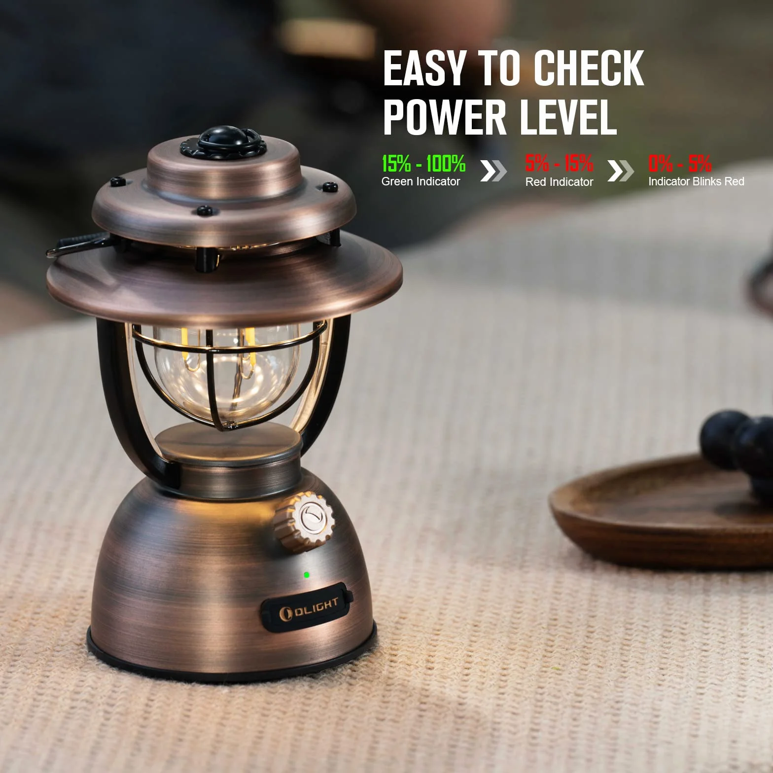 OLIGHT Olantern Classic 2 Pro 300 LM Lampa kempingowa , latarnia LED w stylu retro, z możliwością płynnego ściemniania, awaryjny power bank z możliwością ładowania przez USB(zabytkowa miedź)