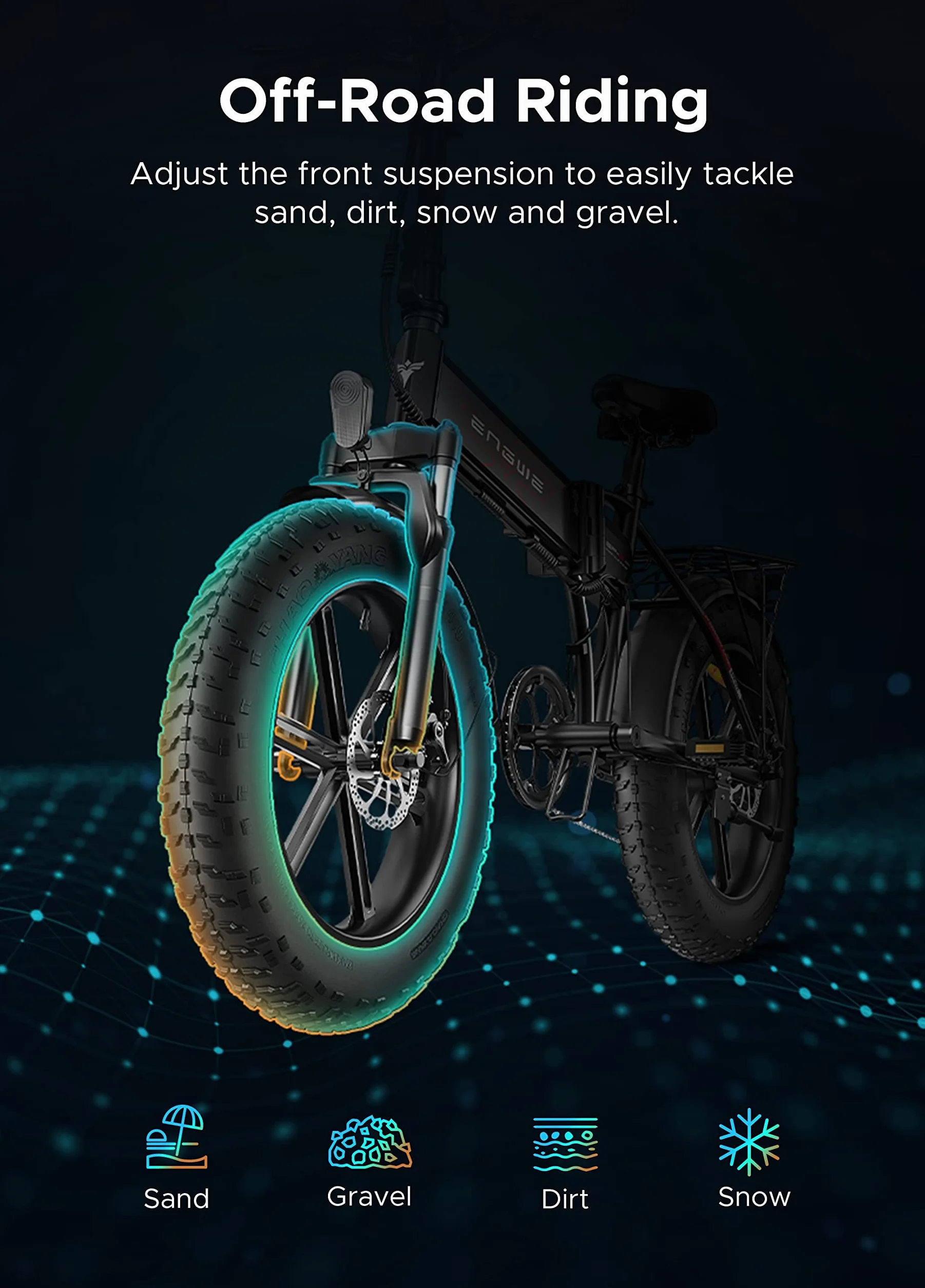 ENGWE EP-2 Pro Rower Elektryczny Składany E-bike 20''×4.0 Gruby Opona 48V 13Ah 120KM 7-Biegowy