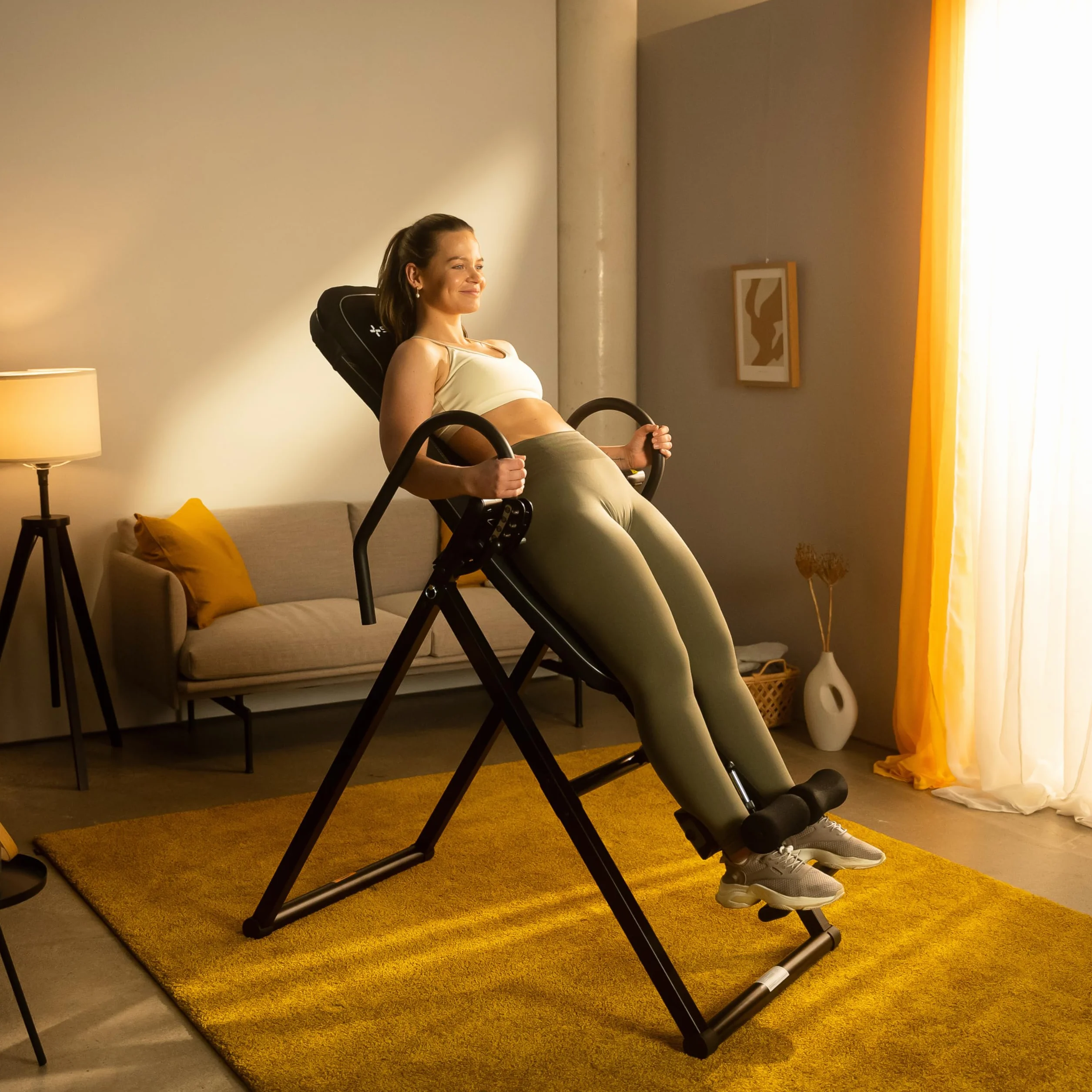 SportPlus SPINEFLEX ławka inwersyjna składana 4 kąty inwersji trenażer grawitacyjny do 135 kg