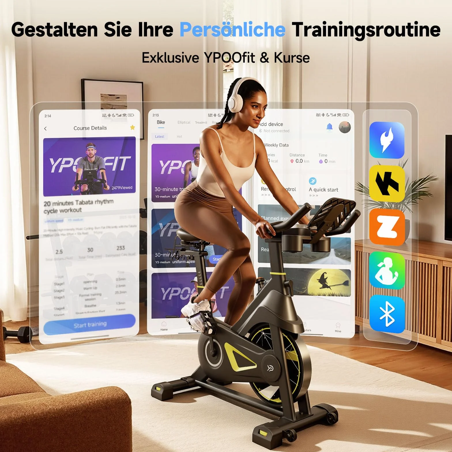 YPOO Rower Treningowy do Domu, Cichy Rower Spinningowy z Wyświetlaczem LED i Aplikacją, Magnetyczny Rower Stacjonarny do Cardio, Regulowany, Udźwig 160 kg