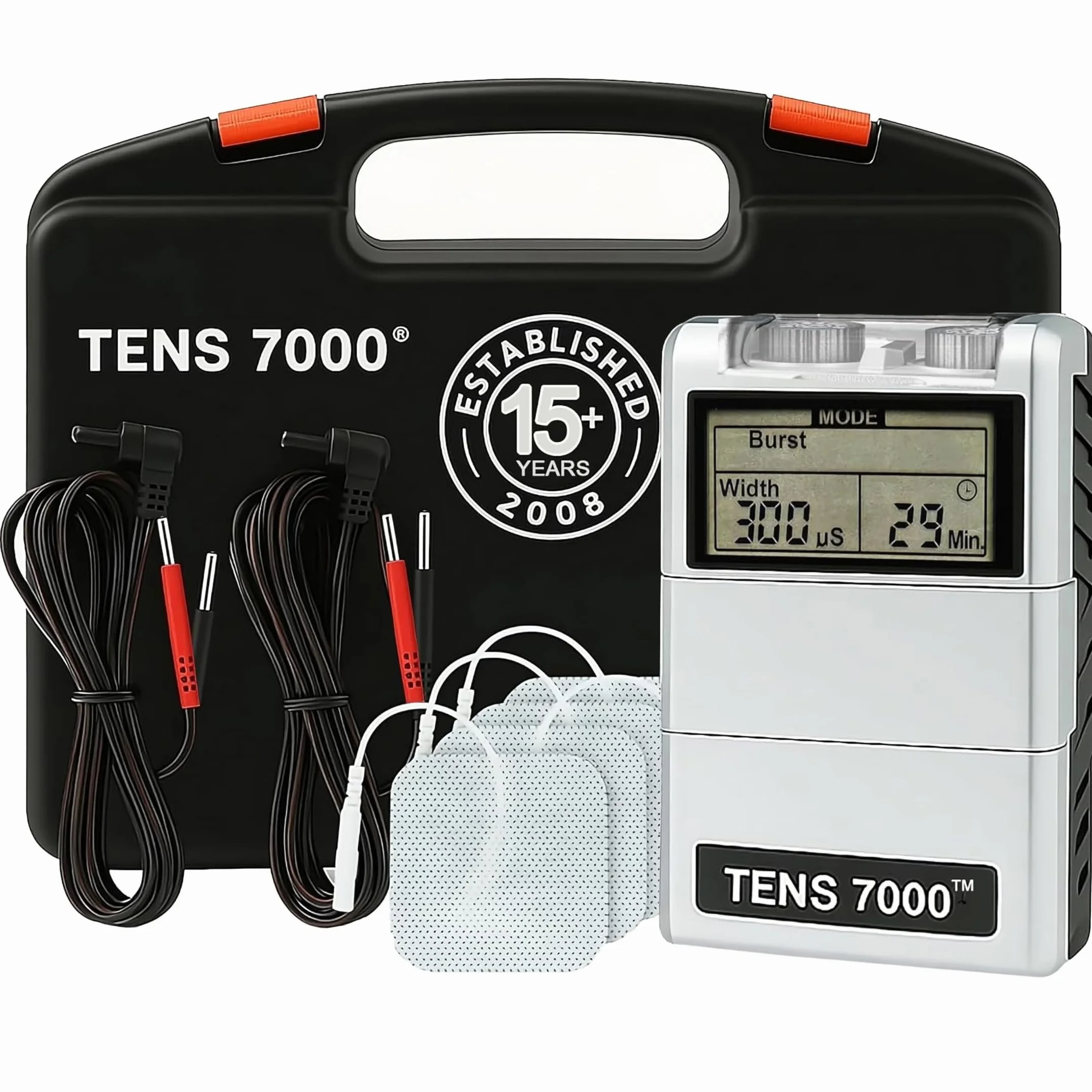 Tens 7000 2nd Edition - Estimulador muscular, unidad digital de electroestimulación transcutánea con accesorios