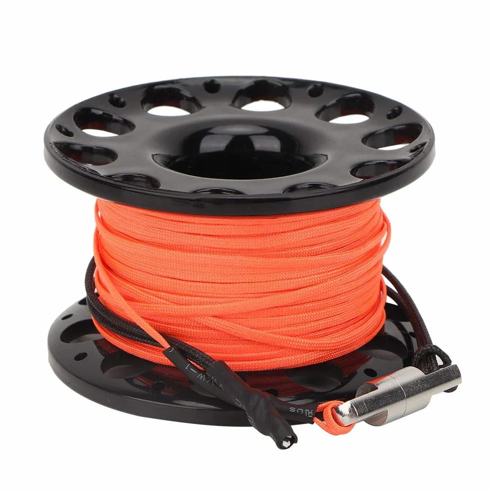 Finger Reel, szpula do nurkowania, z tworzywa sztucznego, mini szpula do nurkowania z podwójnym karabińczykiem, szpula, 30 m, do nurkowania, nurkowania pod wodą (czarna)