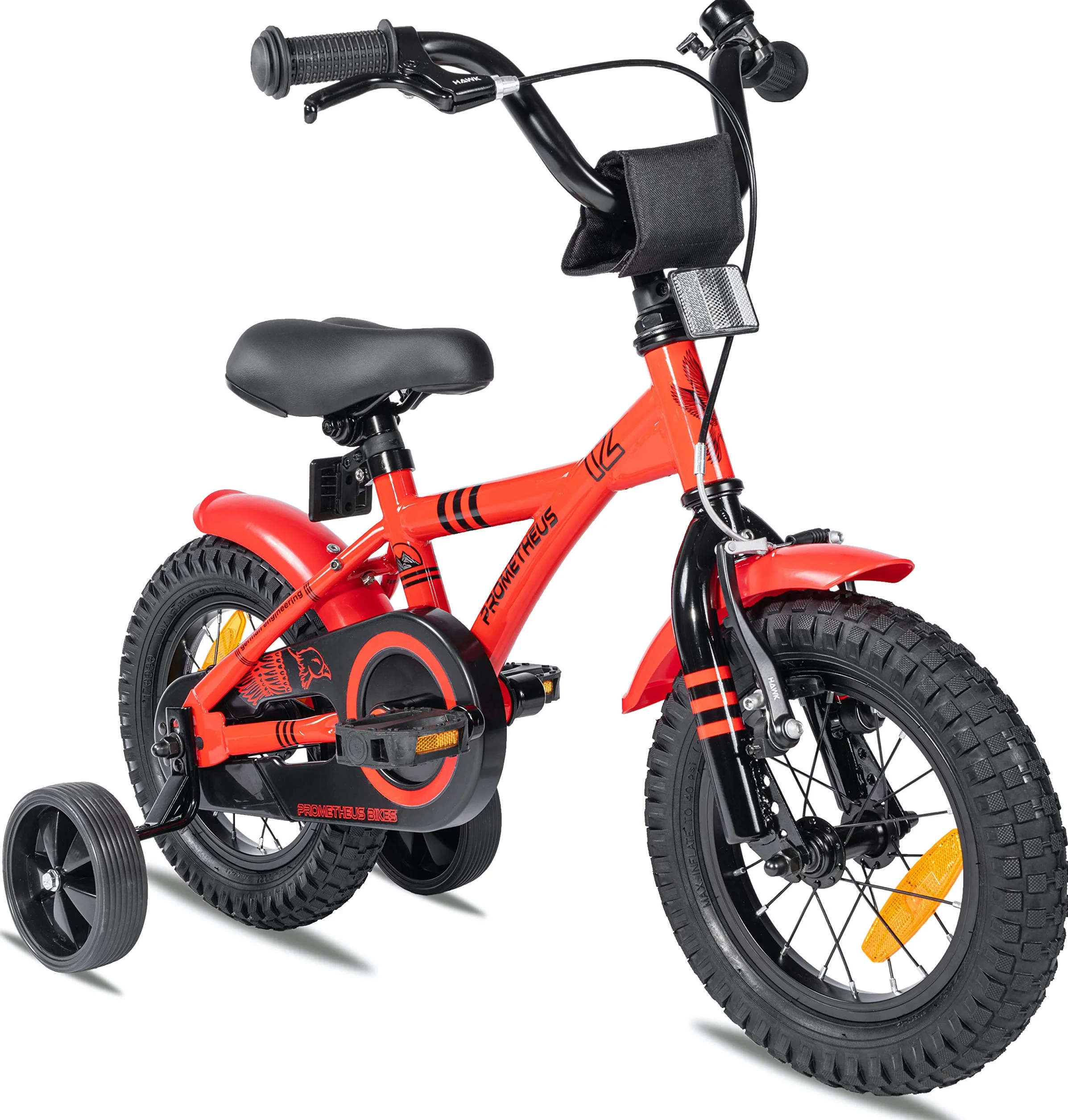 Prometheus rower dziecięcy, 12", dla chłopców i dziewcząt w wieku od 3 lat, model BMX, model 2021, czerwono-czarny