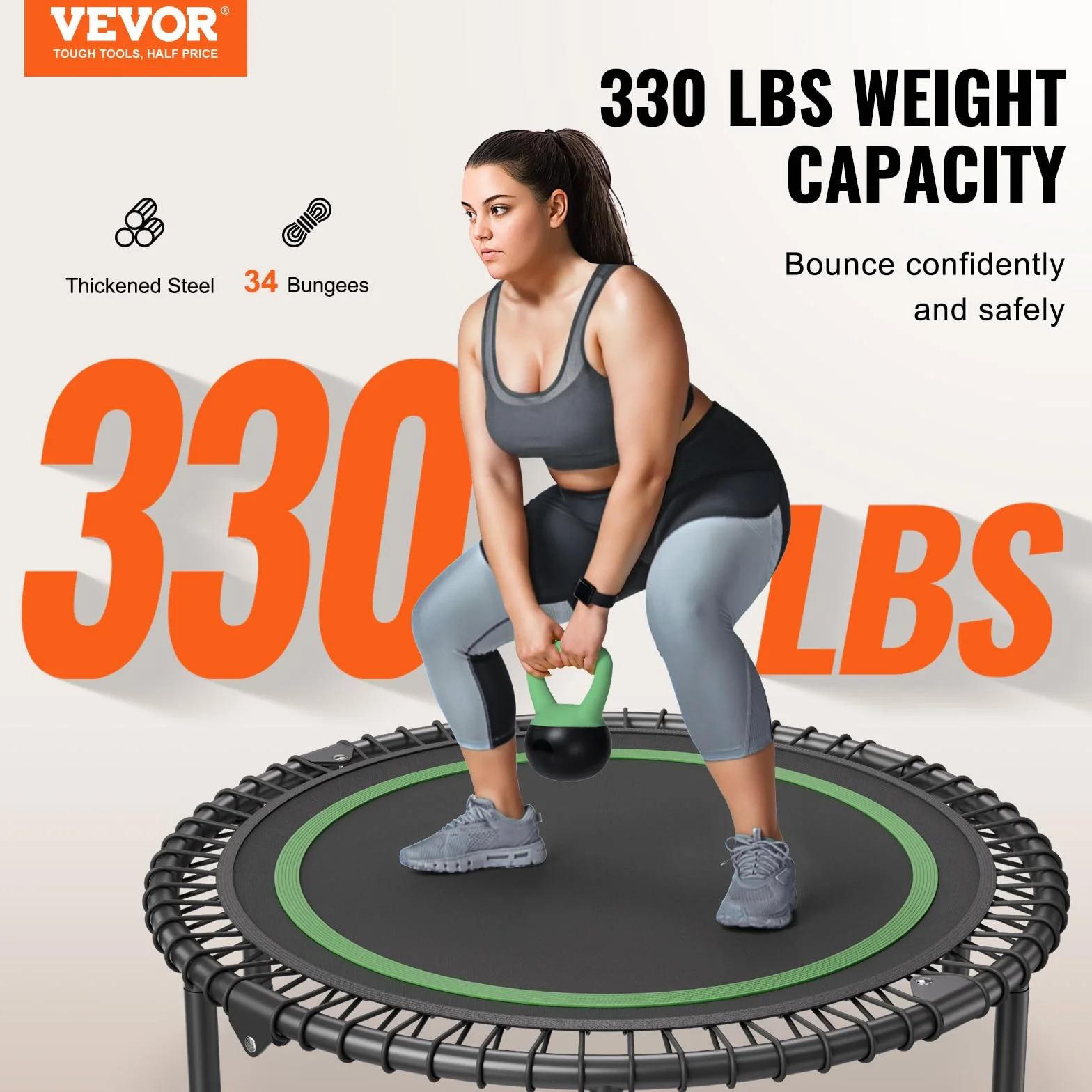 VEVOR Mini składana trampolina fitness 1027 mm do ćwiczeń 150 kg stabilna do treningu w pomieszczeniach lub w ogrodzie