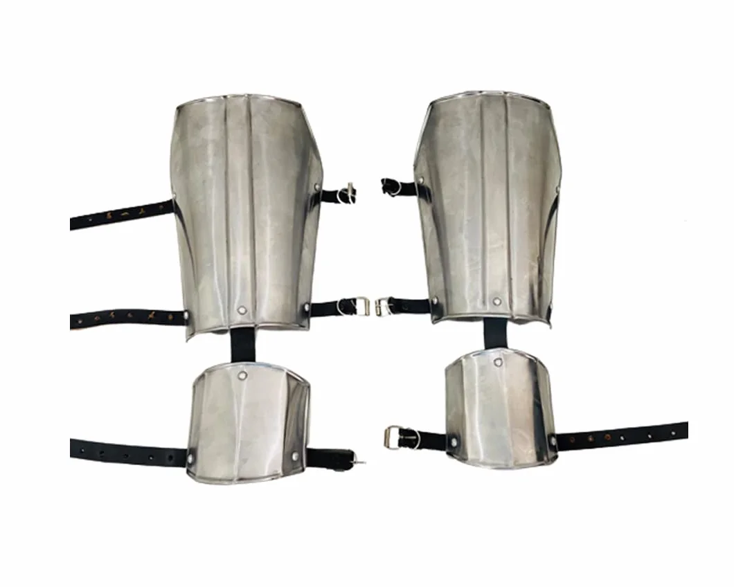 Armor Mandalorian Leg Guard 18 Gauge Stalowy Kostium Srebrny Adult