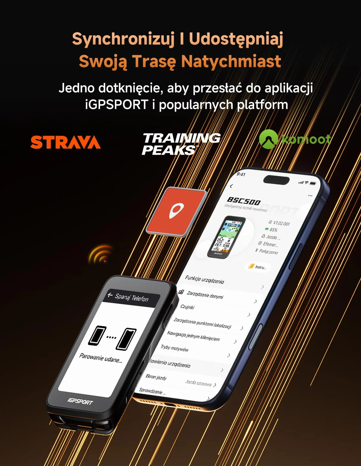 iGPSPORT BiNavi Air Licznik Rowerowy GPS, z Nawigacją i Mapami, Bezpieczne Przewidywanie Zakrętów, 3-Calowy Ekran Dotykowy HD, iClimb 3.0, 30 Godzin Pracy Na Baterii