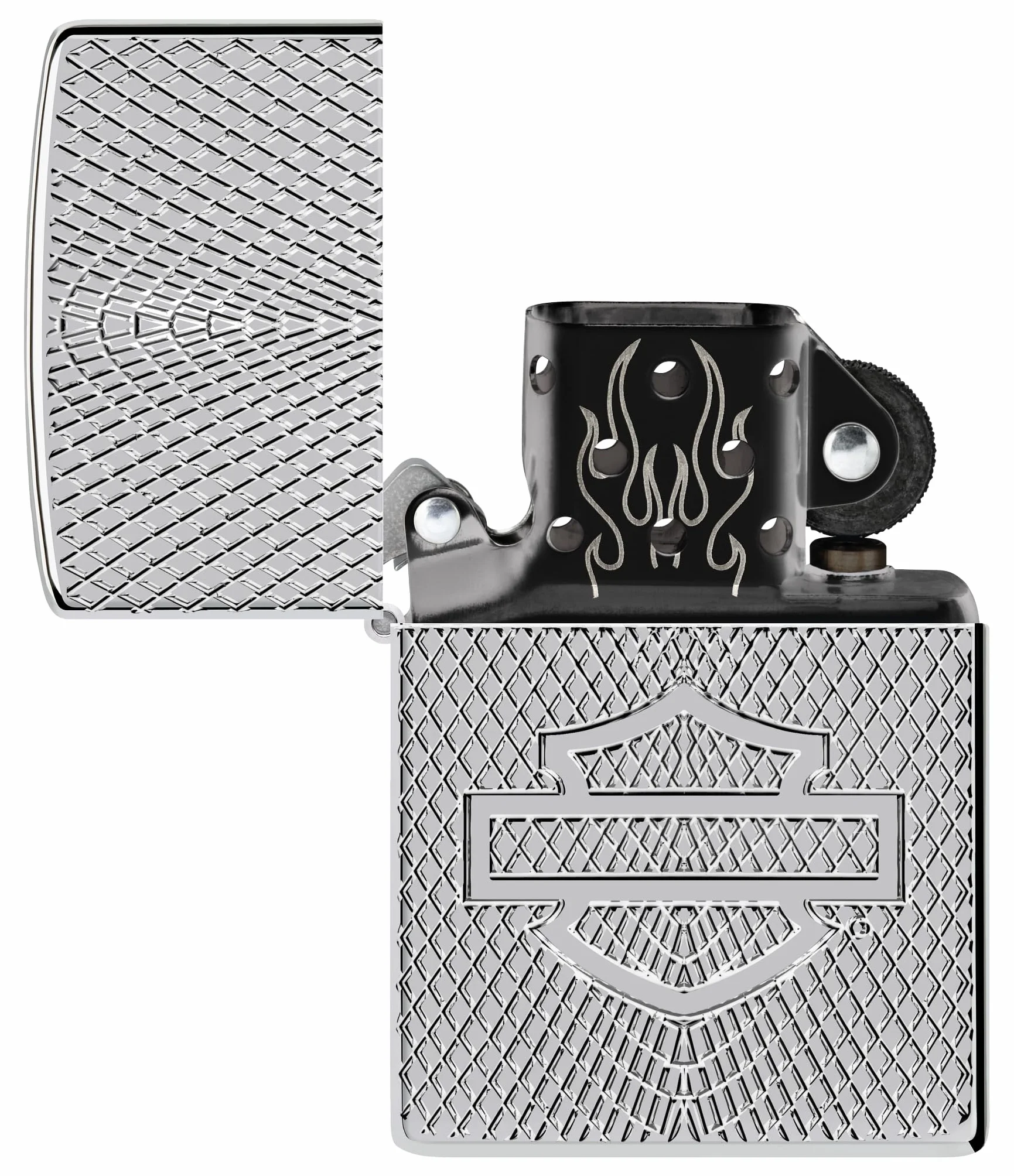 Zippo Harley-Davidson Collectible Zapalniczka Sztormowa, do Napełniania, Wykonano w USA, Wzmocniona Obudowa, Chrom o Optymalnym Połysku (Armor High Polish Chrome), Głębokie Wycięcie z Obu Stron