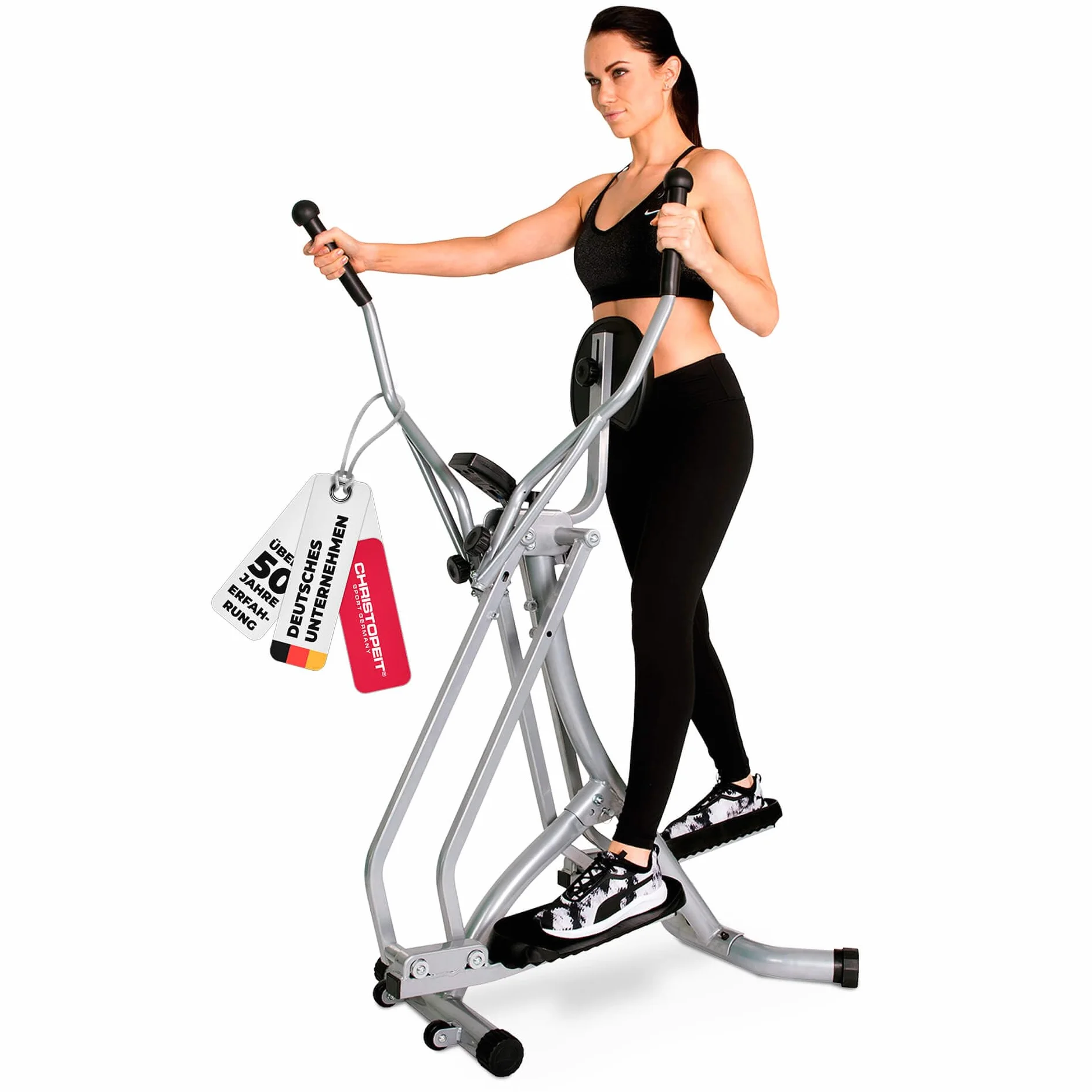 Christopeit Sport składany trenażer eliptyczny orbitrek stepper LCD do 100 kg