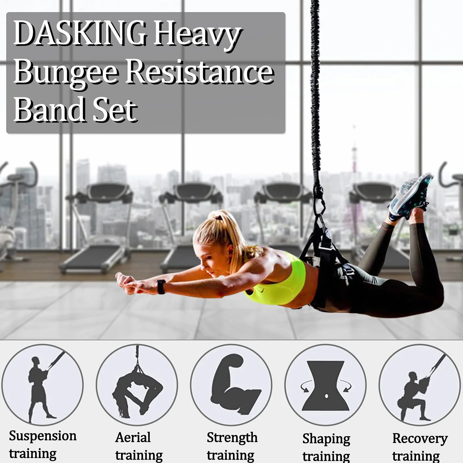 Dasking Ciężki bungee zestaw taśm oporowych grawyti joga bungee przewód oporowy zestaw 4D taniec bungee lina trening fitness dom siłownia profesjonalny sprzęt treningowy