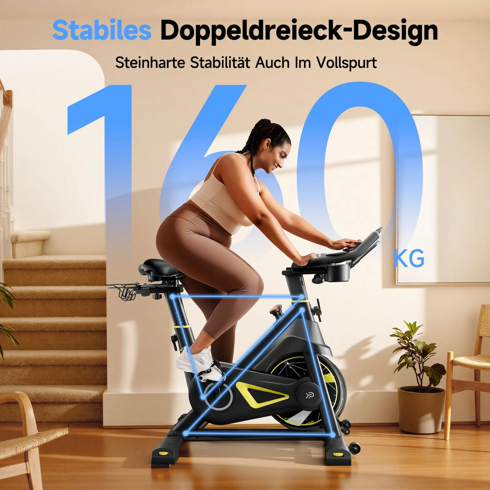 YPOO Rower Treningowy do Domu, Cichy Rower Spinningowy z Wyświetlaczem LED i Aplikacją, Magnetyczny Rower Stacjonarny do Cardio, Regulowany, Udźwig 160 kg