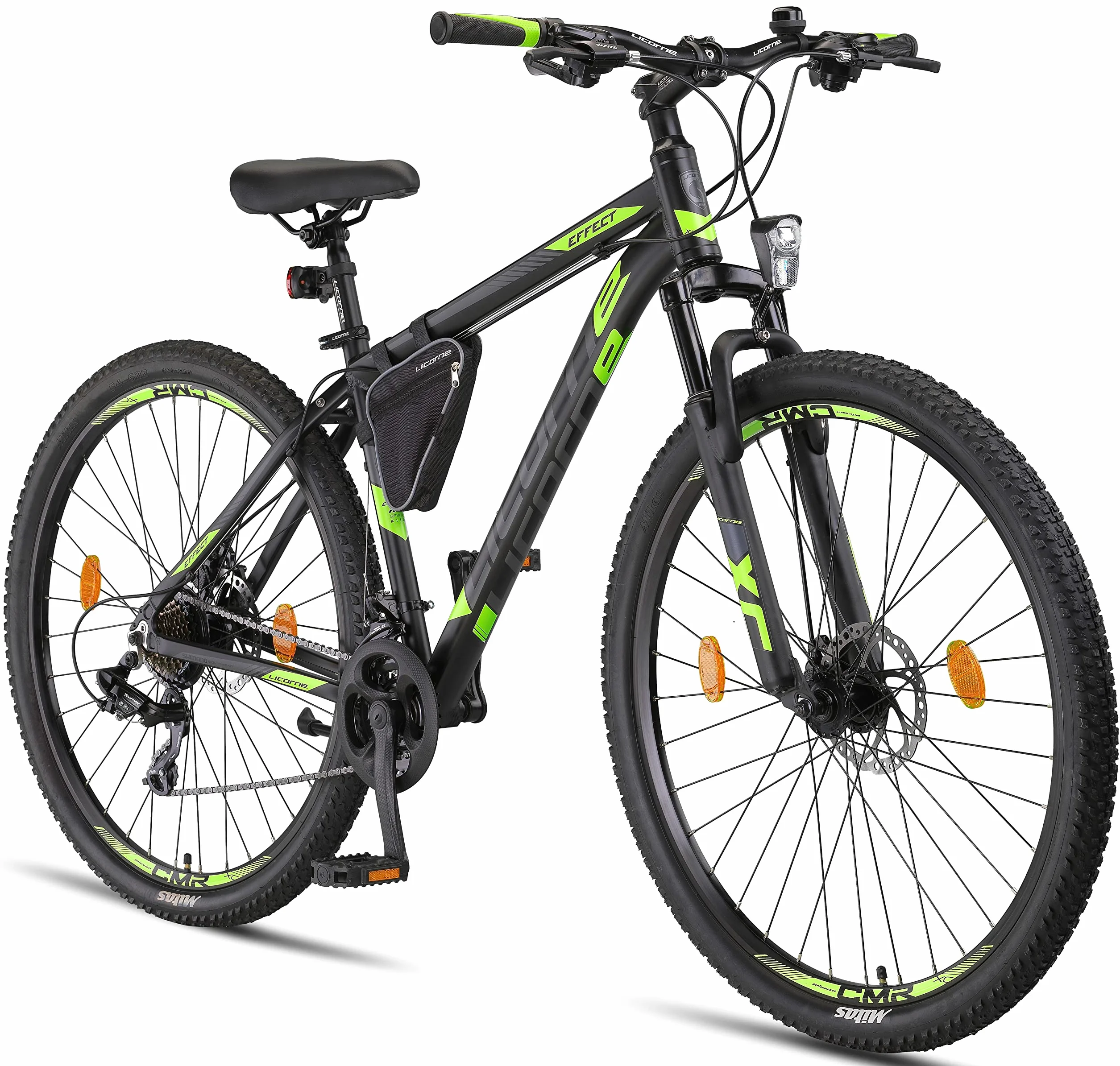 Rower górski Licorne Bike Effect 29" aluminiowy 21-biegowy czarny limonka