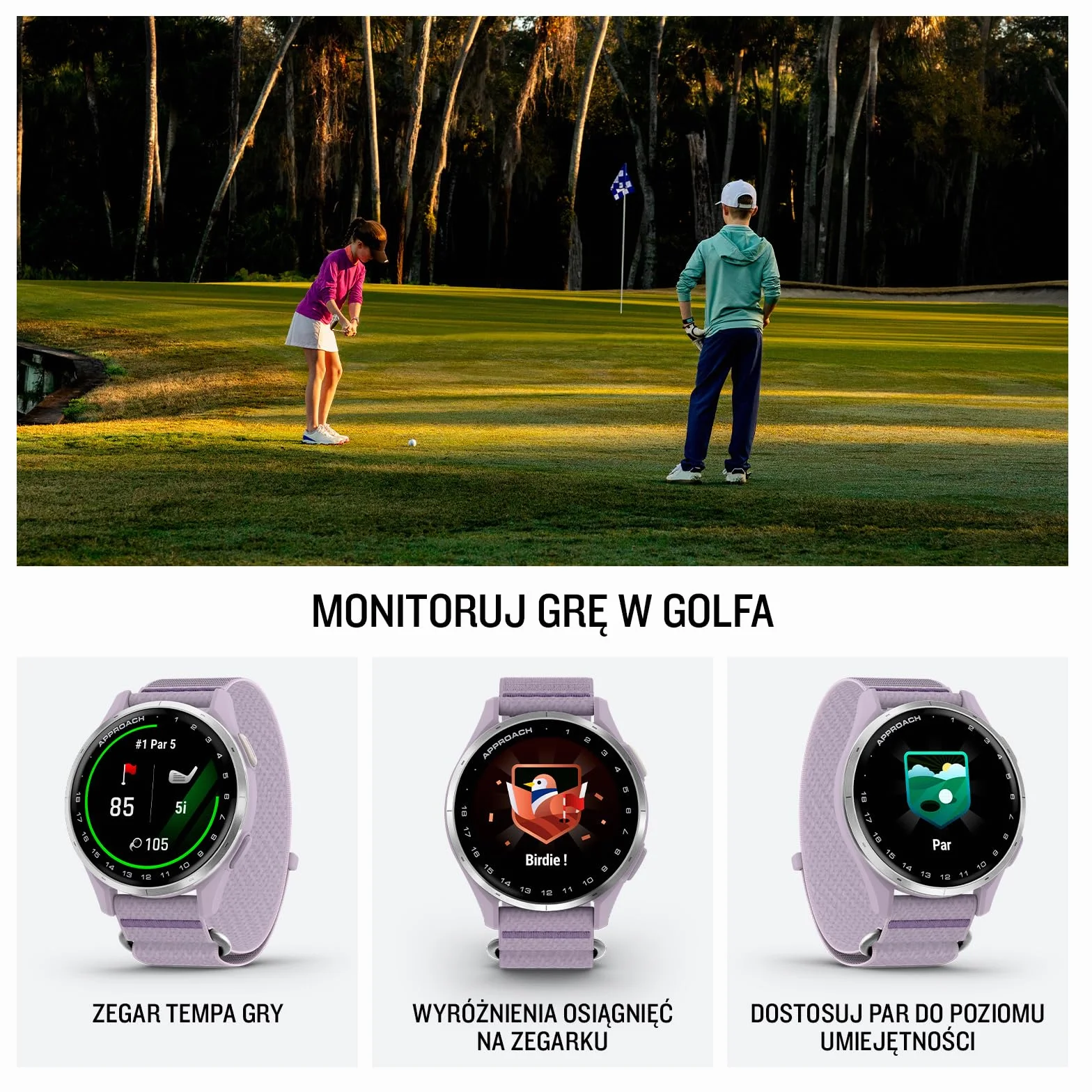 Garmin Approach J1 43mm Junior Teen Golf GPS Watch Lilac