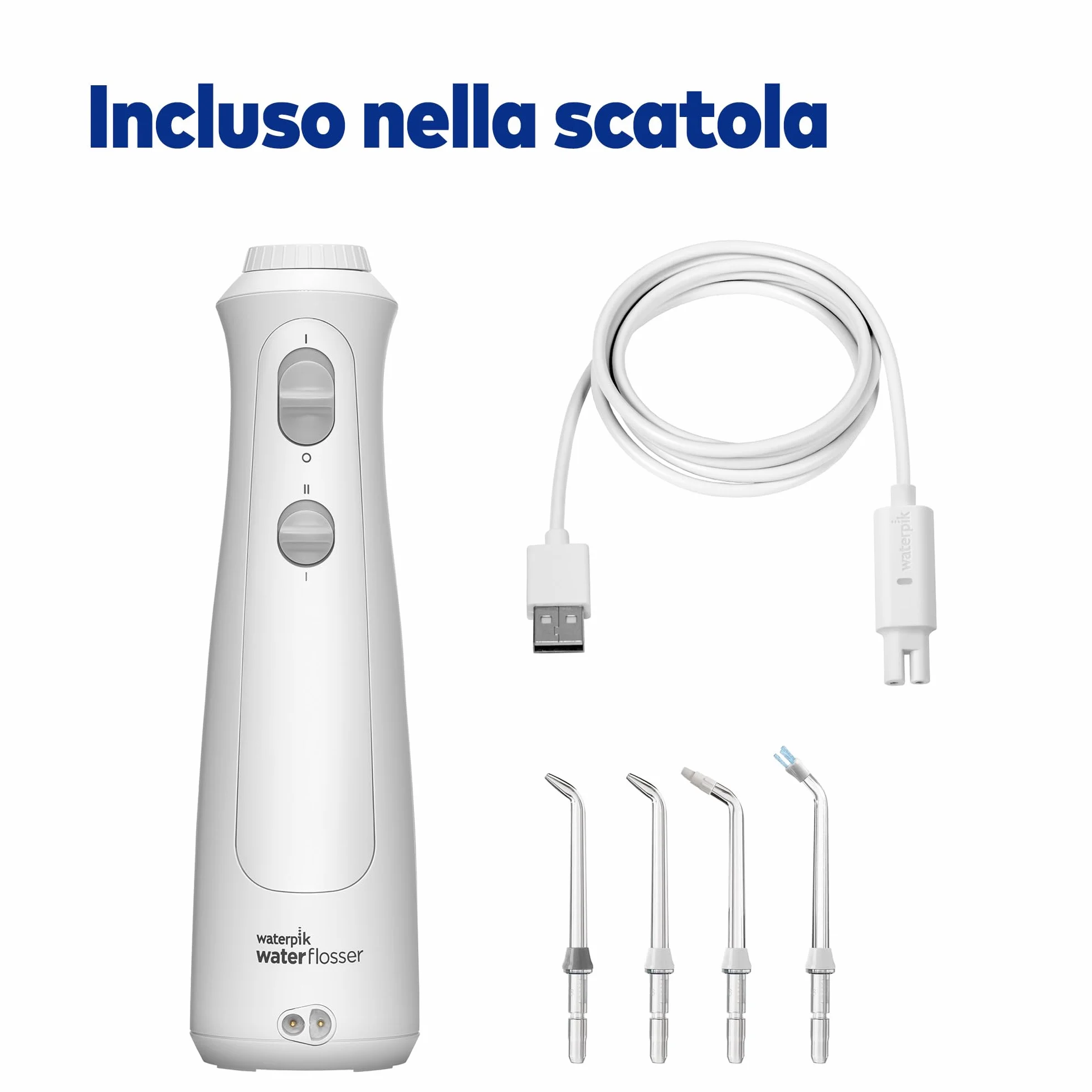 Waterpik Bezprzewodowy Irygator do Zębów, Elektryczny Irygator Dentystyczny, Akumulatorowy Irygator do Płukania Zębów, Irygator Idealny w Podróży lub Małych Łazienkach - Biały (WF-13)