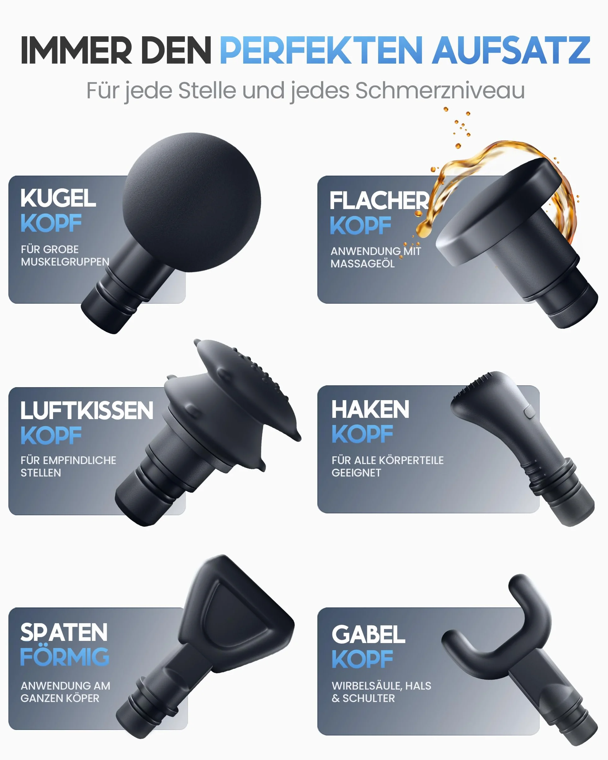 HELDENWERK Pistolet do masażu w zestawie z 6 głowicami do masażu i 3200 obr./min, pistolet do masażu mięśni ze złączem USB-C I urządzenie do masażu mięśni, pistolet do masażu mięśni, pistolet do