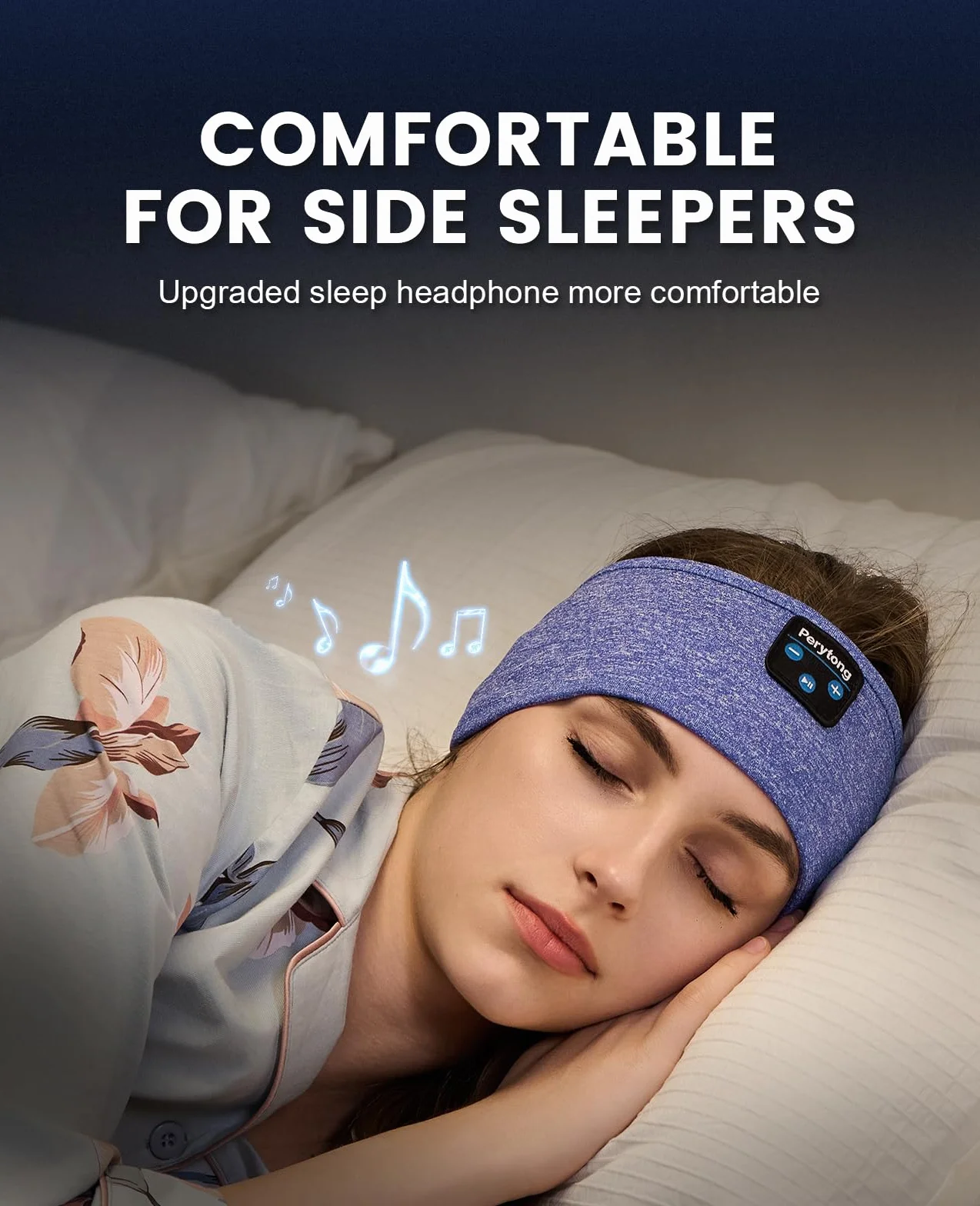 Słuchawki do spania Opaska do spania Bluetooth, słuchawki do spania Perytong Słuchawki sportowe z pałąkiem na głowę, Ultra-miękki pałąk Bluetooth dla śpiących z boku, Prezenty do spania dla