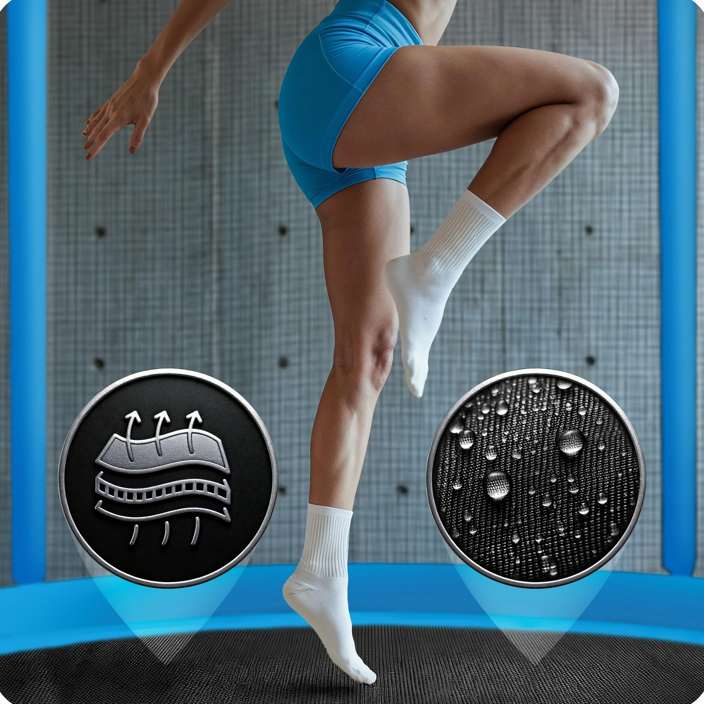 Neo-Sport Trampolina Ogrodowa Trampolina Dla Dzieci Z Siatką Wewnętrzną i Drabinką 252 cm 8 ft Niebieski Czarny