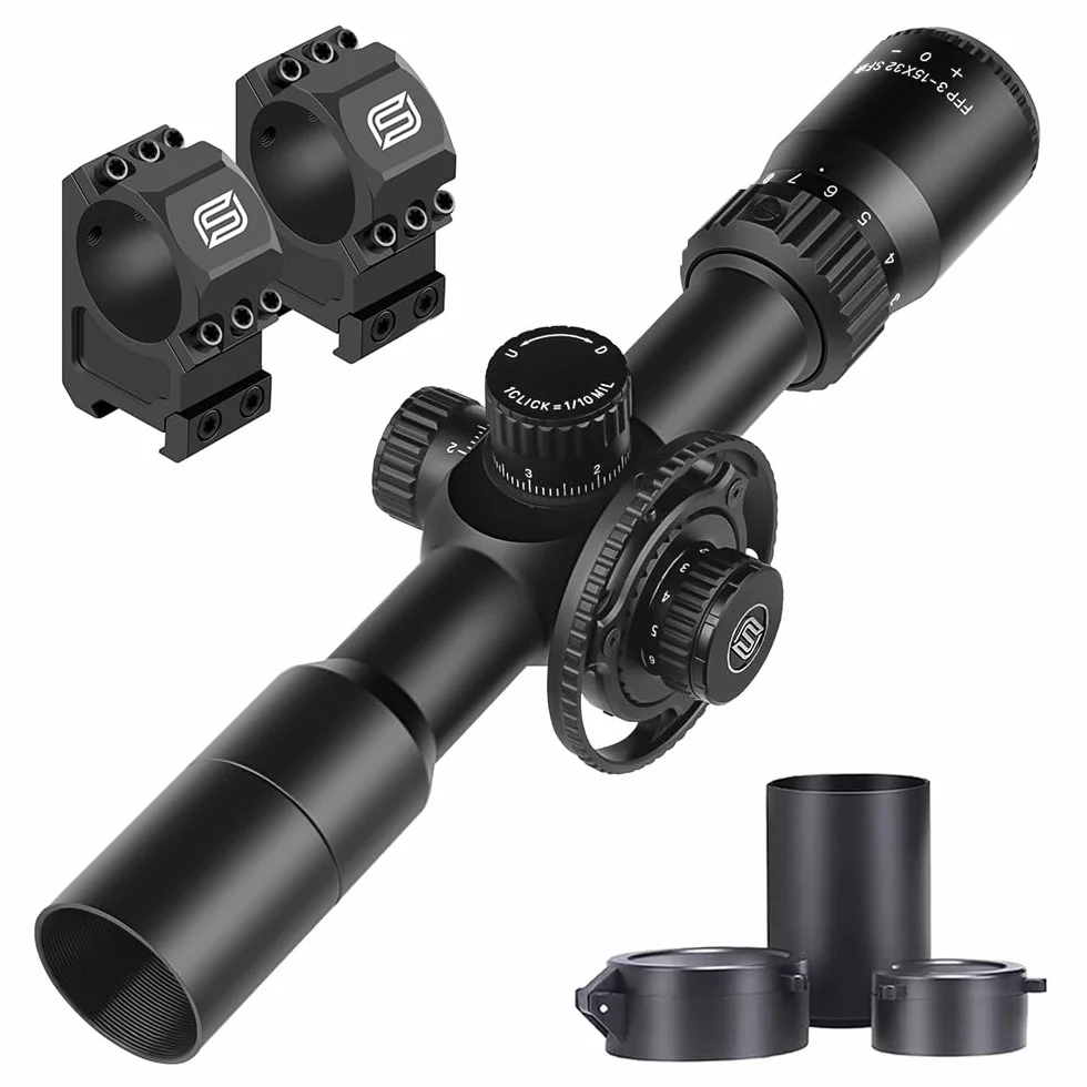 SPINA OPTICS Celownik optyczny 3-15x32 FFP dla karabinu myśliwskiego Pierwsze ogniskowe płaszczyzny taktyczne strzelby myśliwskie z RGB Mil-dot podświetlaną siatką