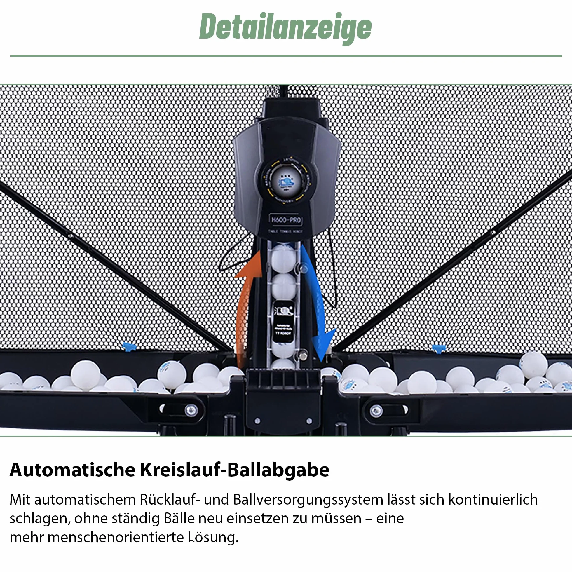 Robot do tenisa stołowego, maszyna do piłek ping-ponga z pilotem i siatką, może pomieścić 100–300 piłek do tenisa stołowego. Z wieloma wstępnie ustawionymi wariantami treningowymi