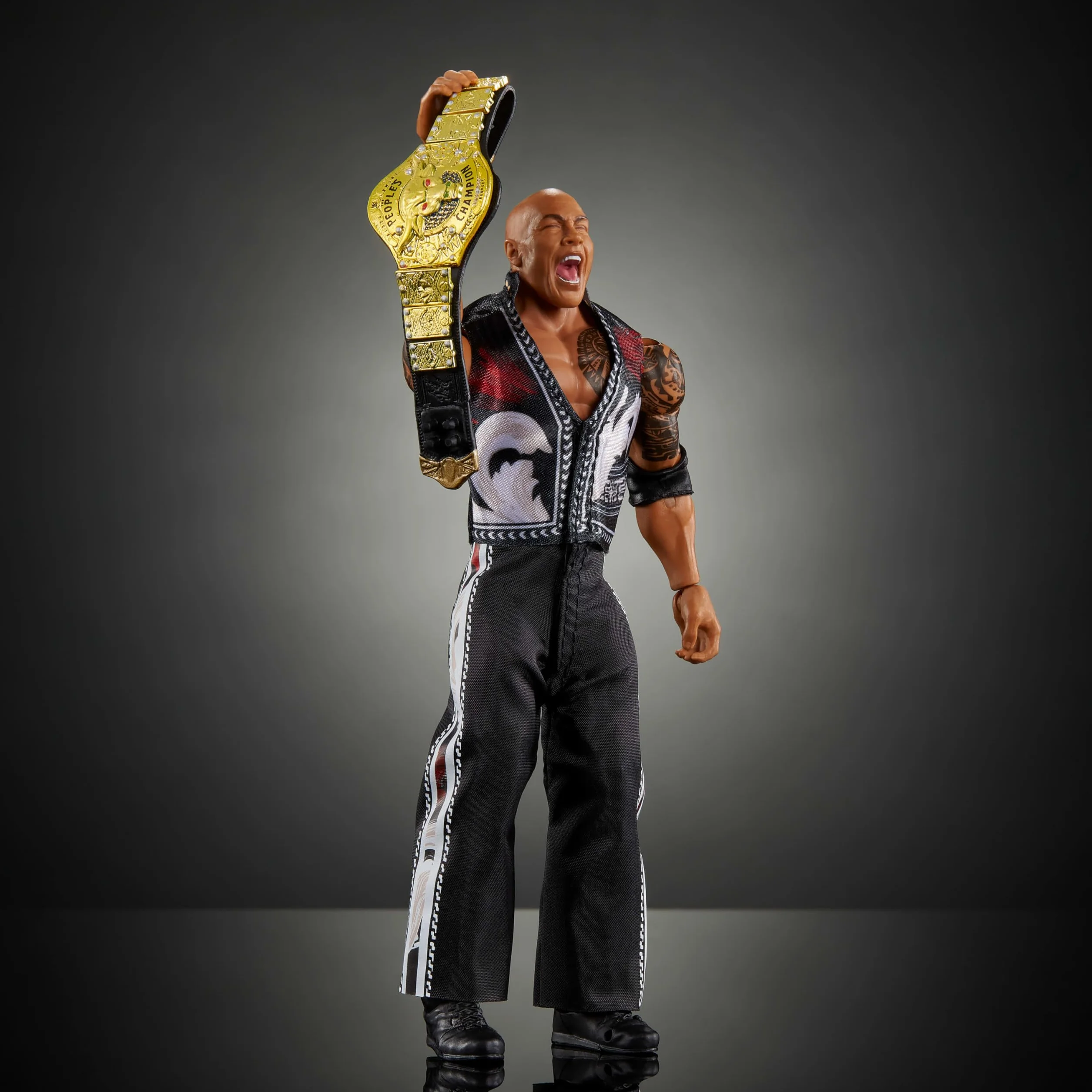 Mattel Figurka i akcesoria WWE Ultimate Edition, 15 cm The Rock, zestaw kolekcjonerski, wymienne główki i dłonie, 30 punktów artykulacji